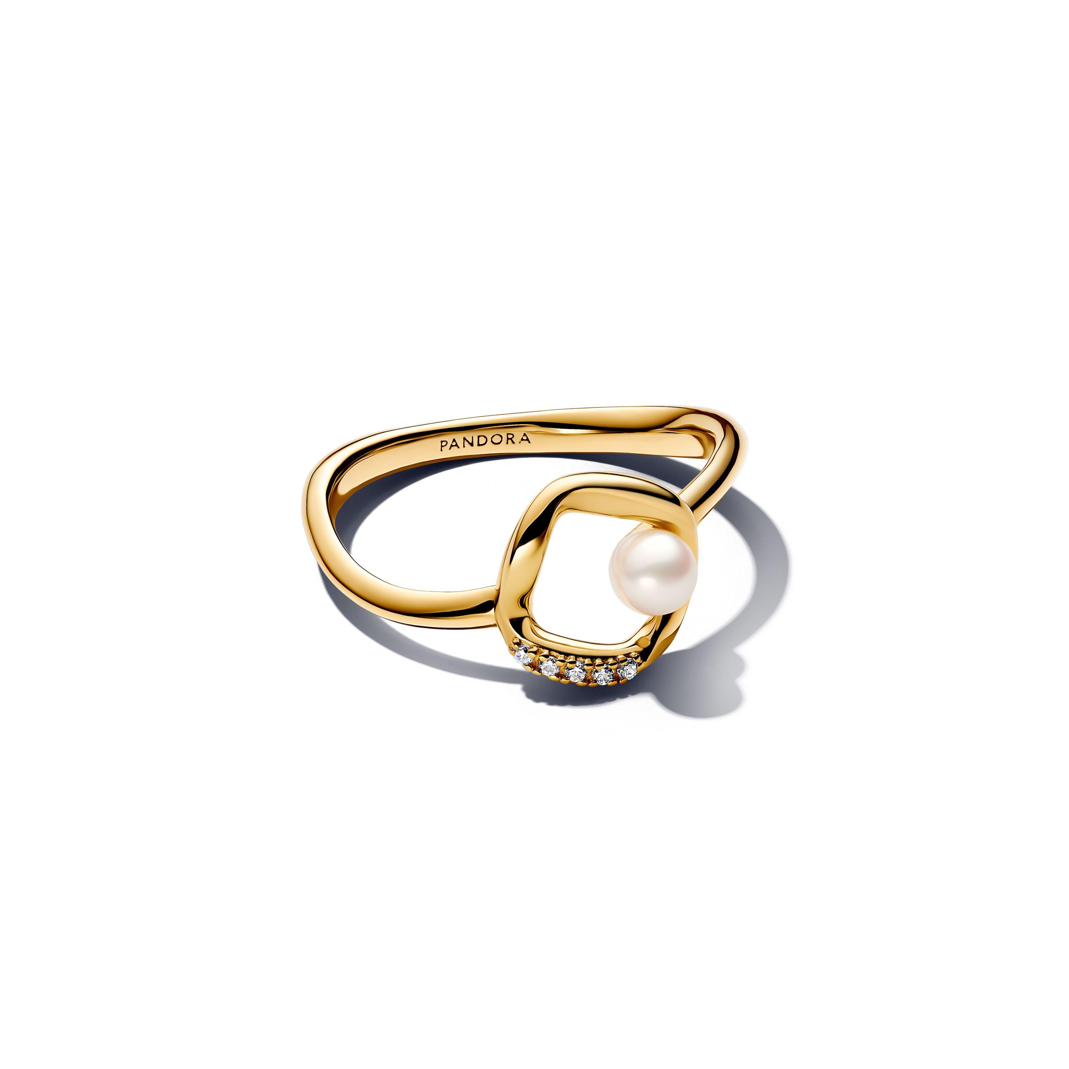 Anillo Perla Cultivada de Agua Dulce Forma Orgánica Recubrimiento Oro14K-0