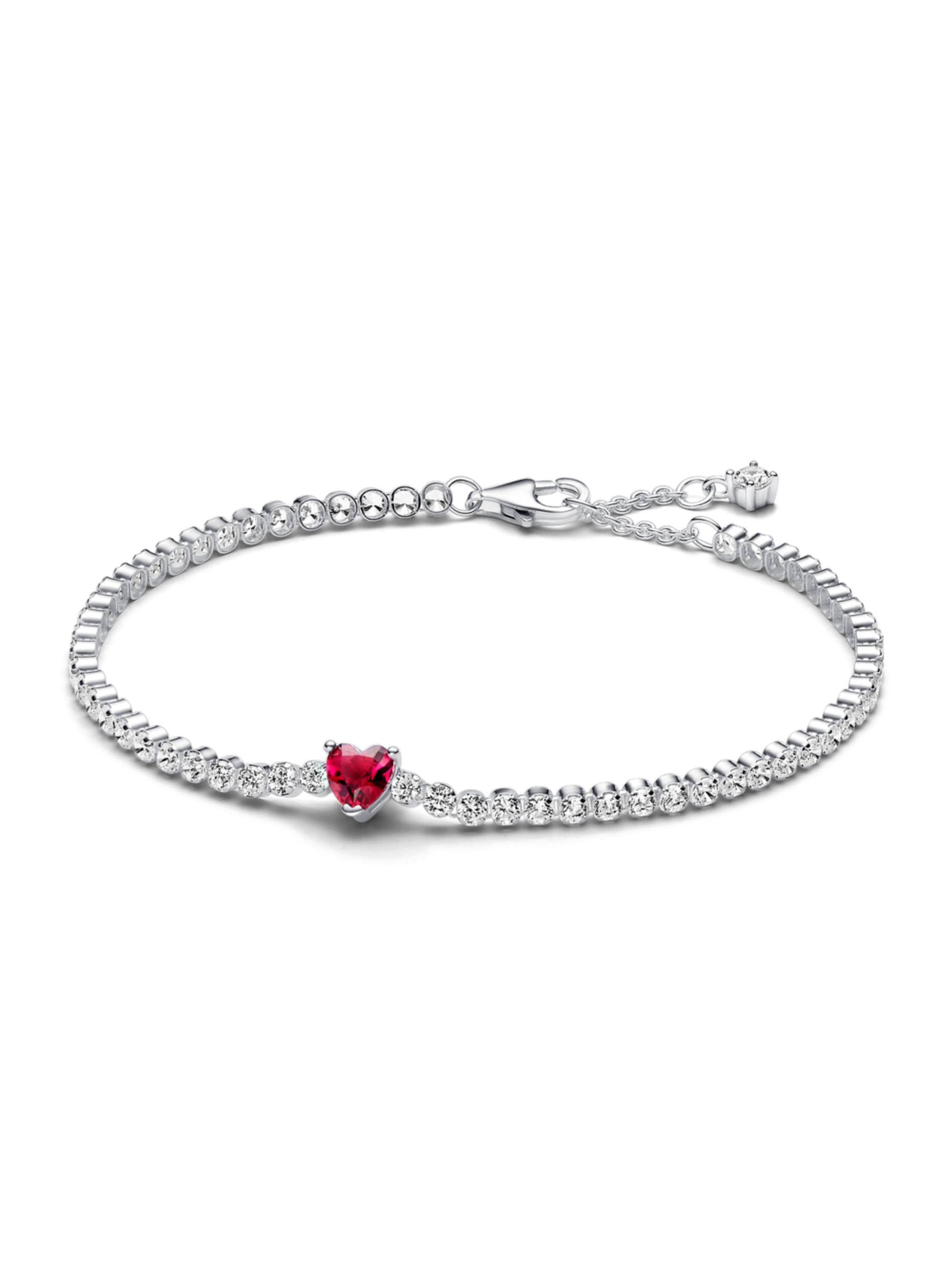 Brazalete Tenis Corazón Brillante Rojo-0