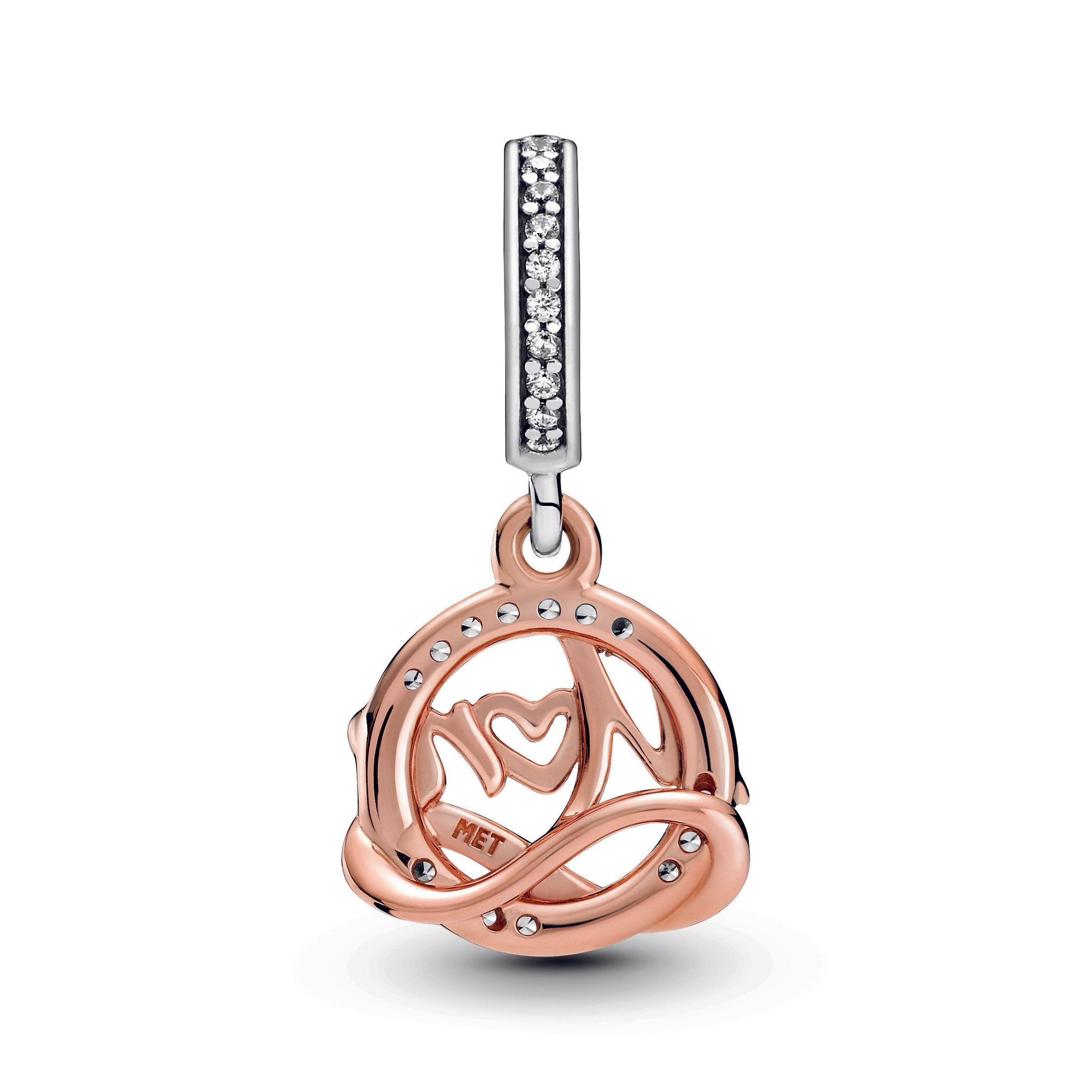 Dije en Plata y Pandora Rose Mamá de Dos Tonos Trasparente-1