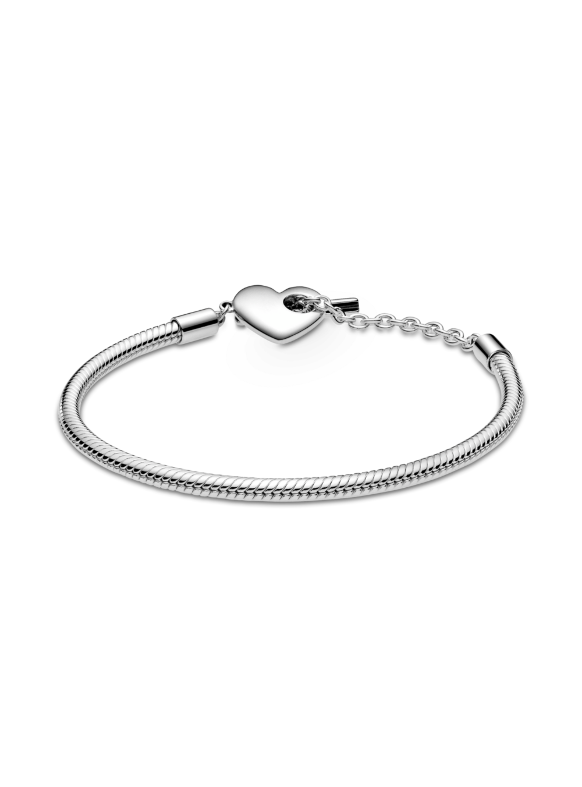 Brazalete Plata Cadena Serpiente Cierre Barra en T y Corazón Grabable-1