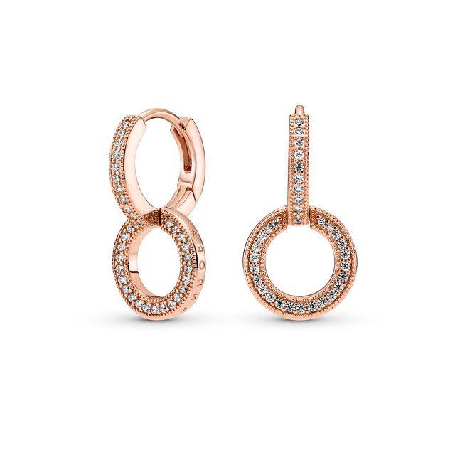 Aretes de Aro en Pandora Rose Doble Brillante -1