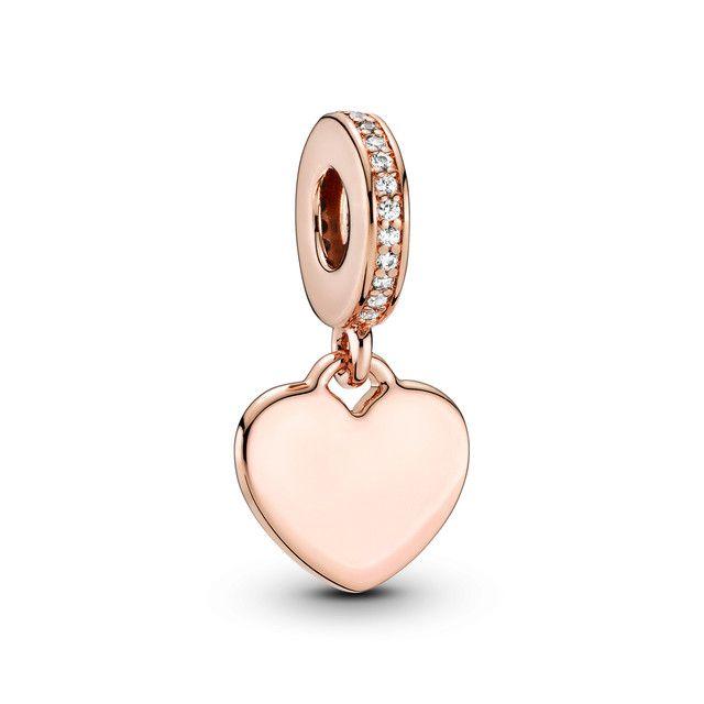 Charm Colgante Etiqueta de Corazón para Grabar en Rose-0