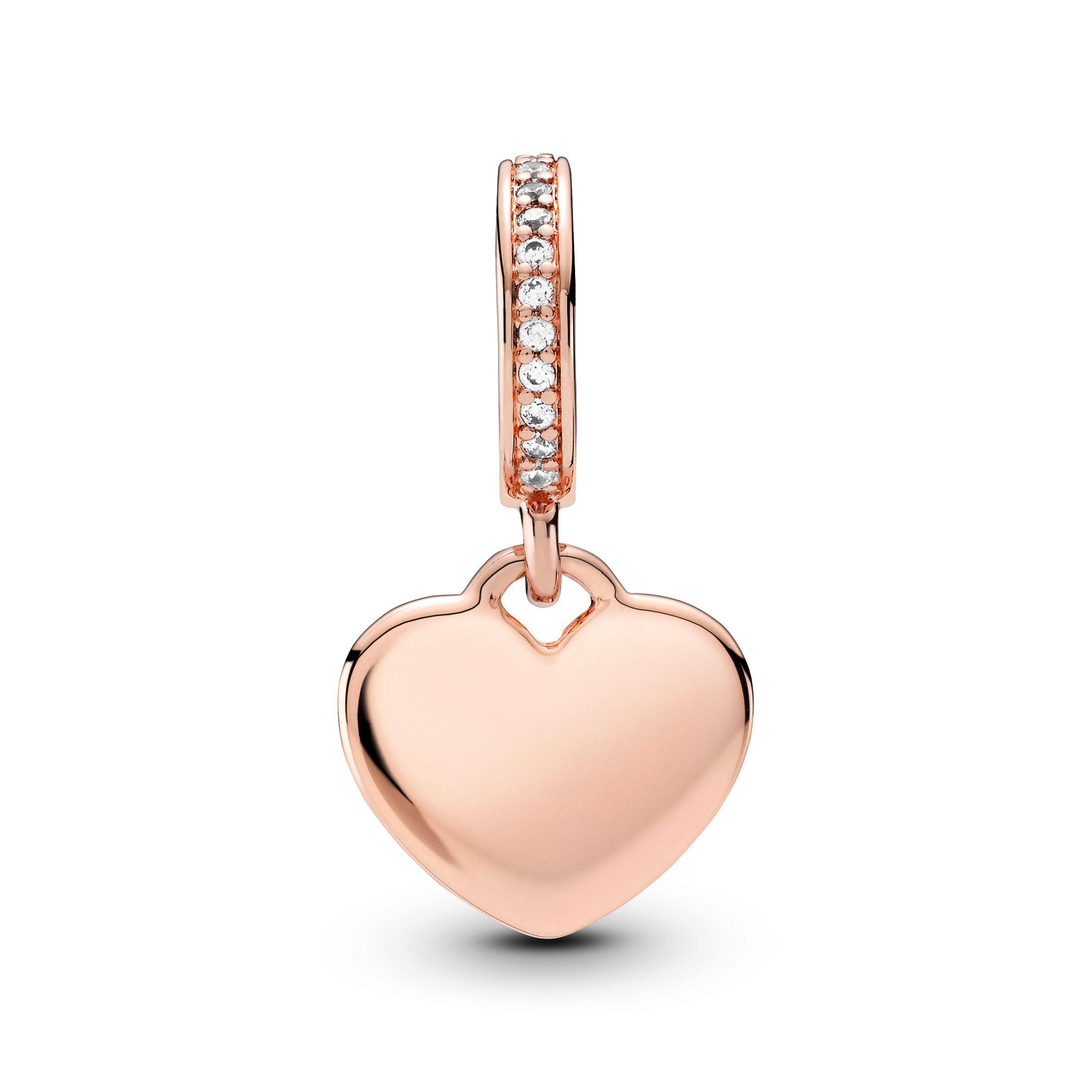 Charm Colgante Etiqueta de Corazón para Grabar en Rose-1