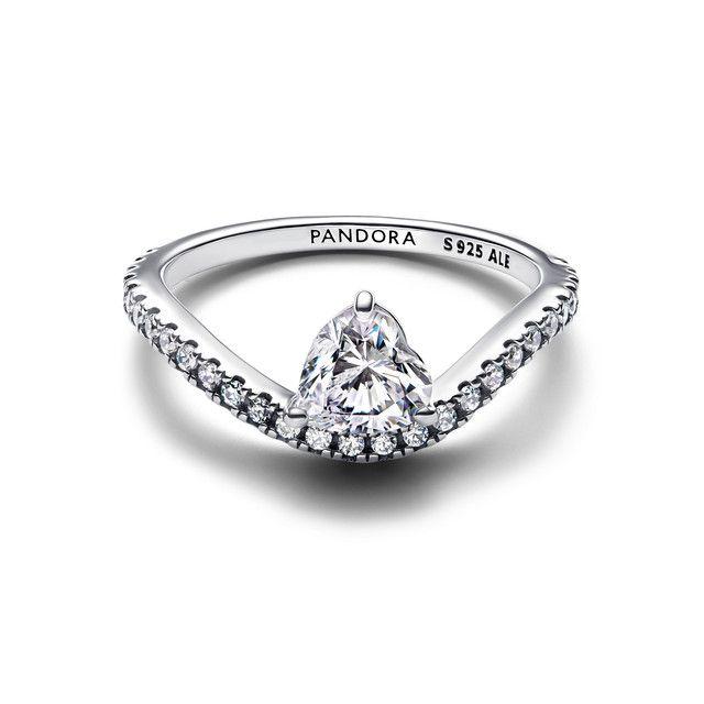Anillo Pandora en Plata Corazón Ondulado en Pavé -0