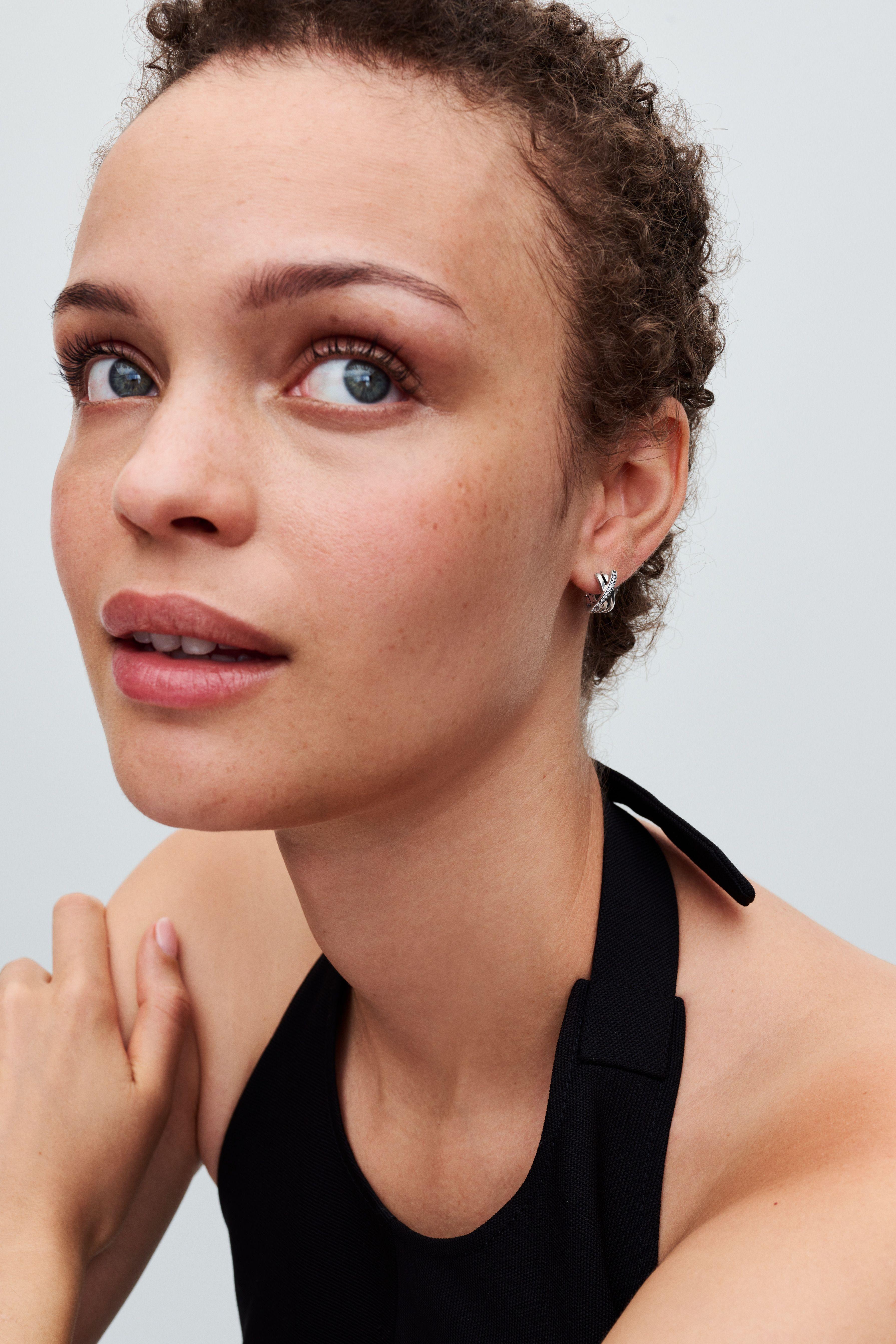 Aretes de aro Pavé Cruzado-1