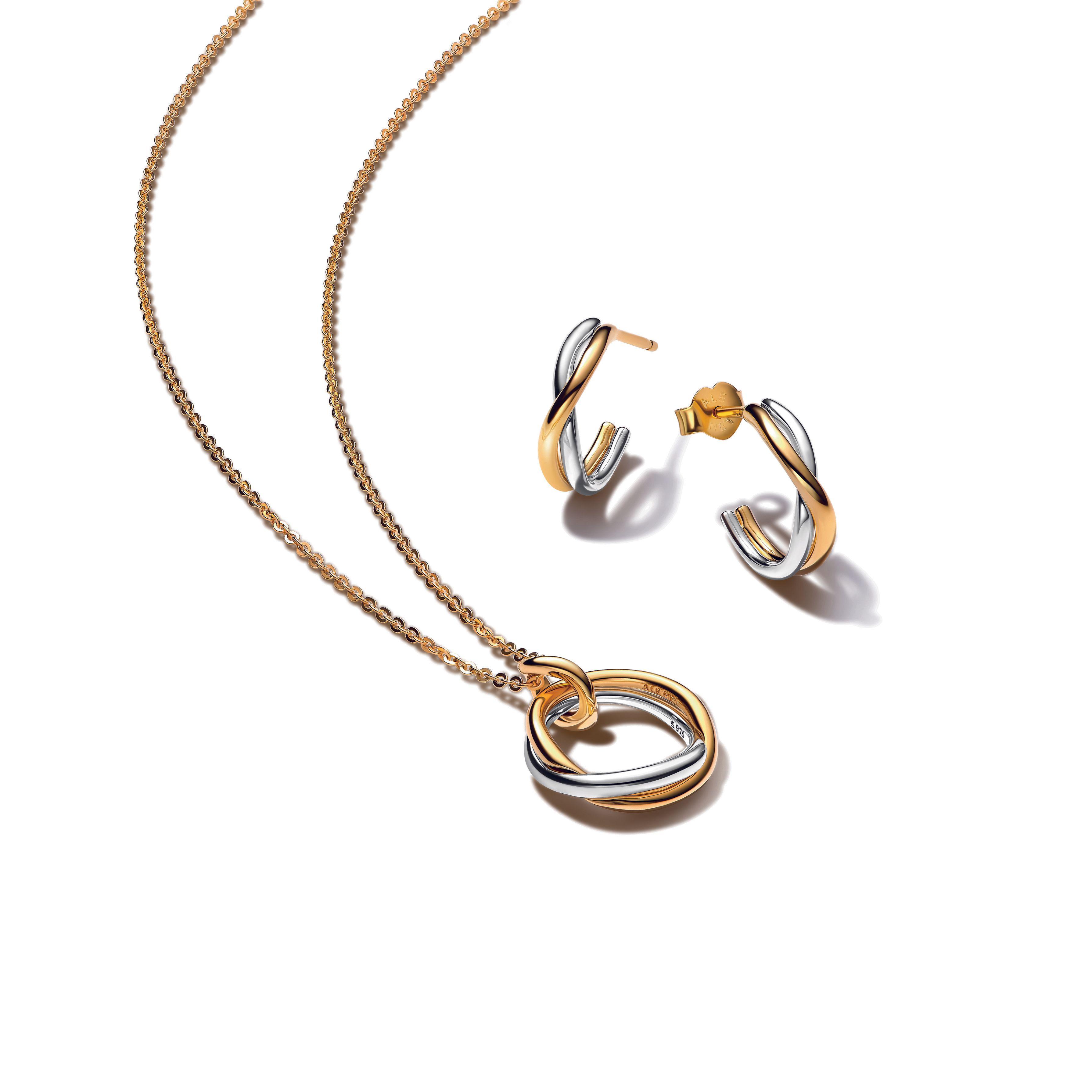 Conjunto de Joyas en Dos Tonos Forma Orgánica-0