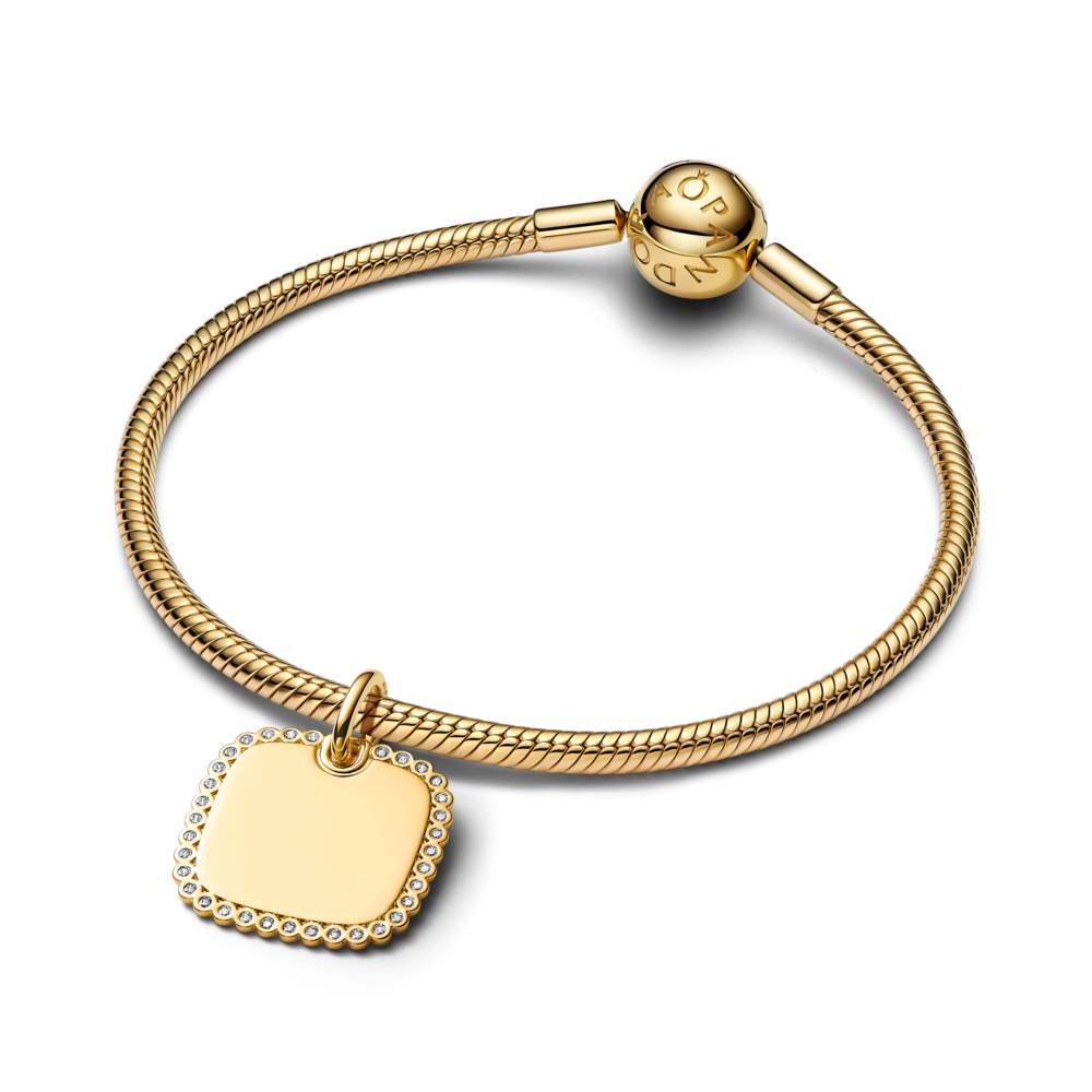 Colgante en Pandora Shine Grabable Placa Cuadrada-2
