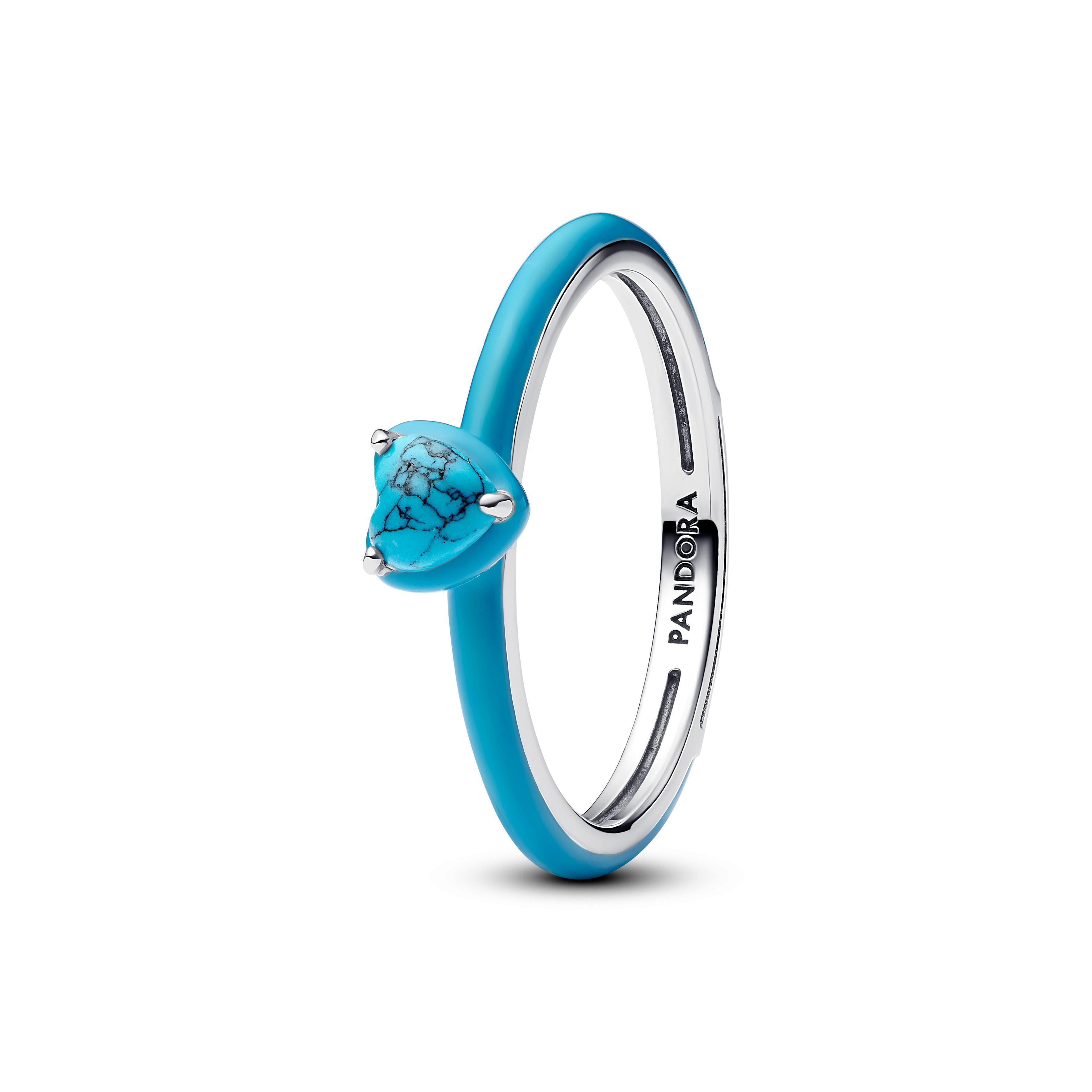 Anillo Gema Corazón Color Turquesa-1