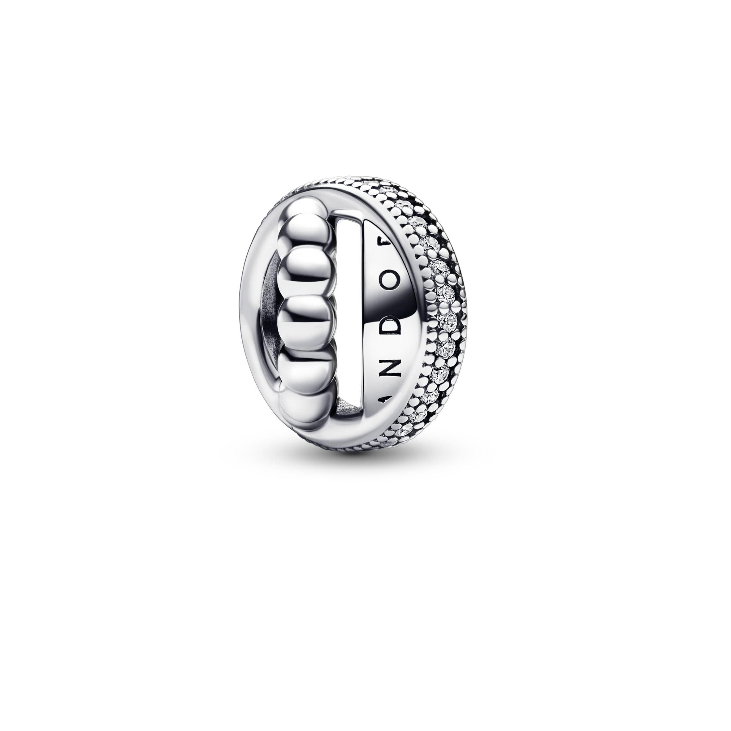 Charm Pavé y abalorios con logotipo Pandora Signature-0