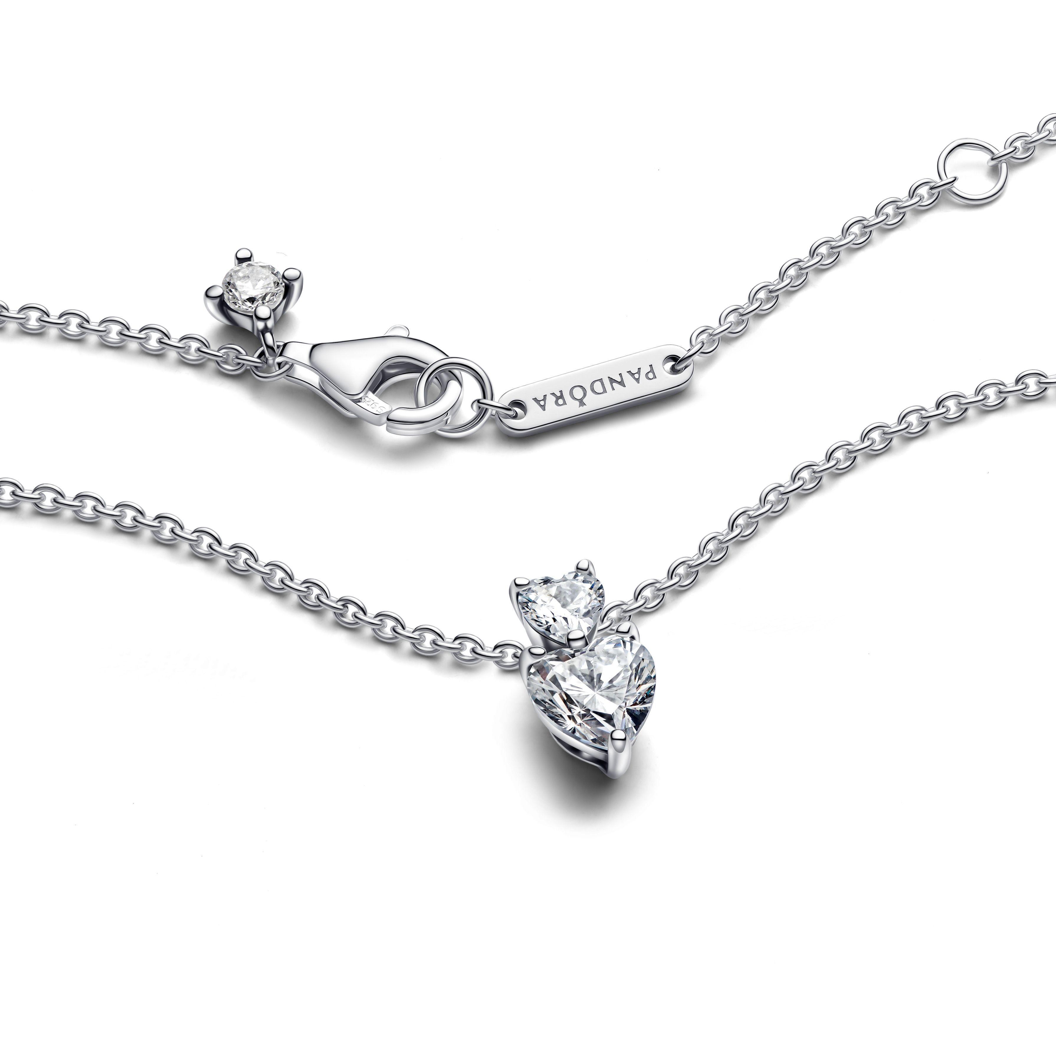 Collar Collier con Pendiente de Corazón Doble Reluciente-0