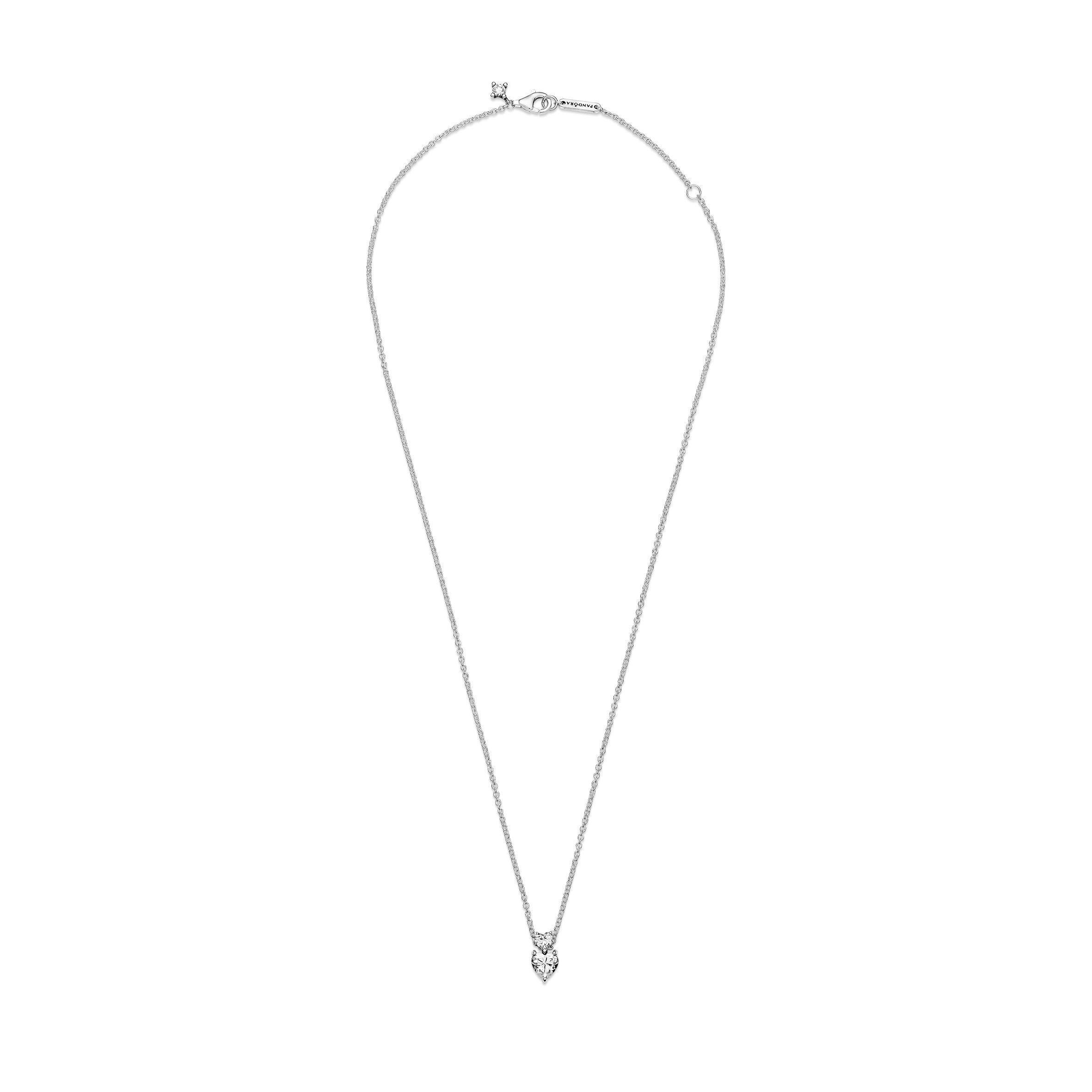 Collar Collier con Pendiente de Corazón Doble Reluciente-1