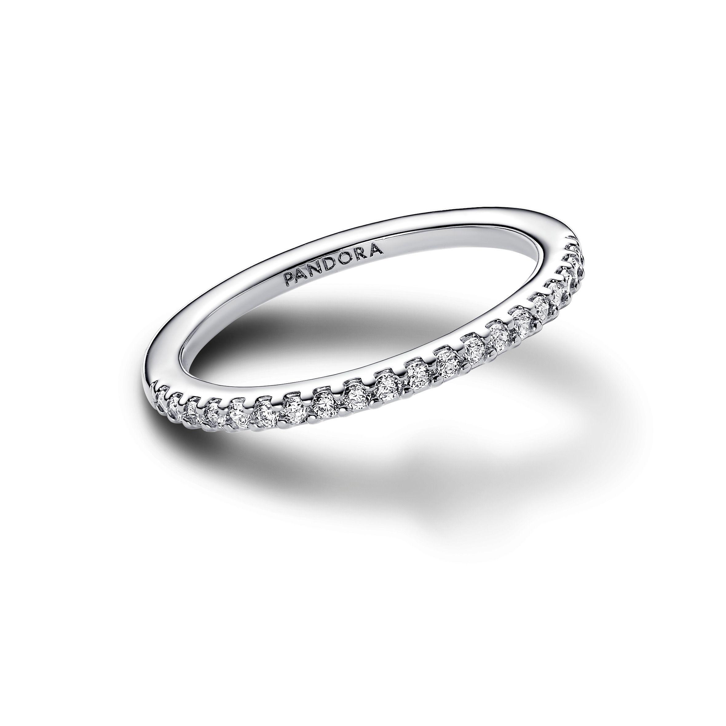 Anillo en Plata Banda Brillante con Circonia Clara-0