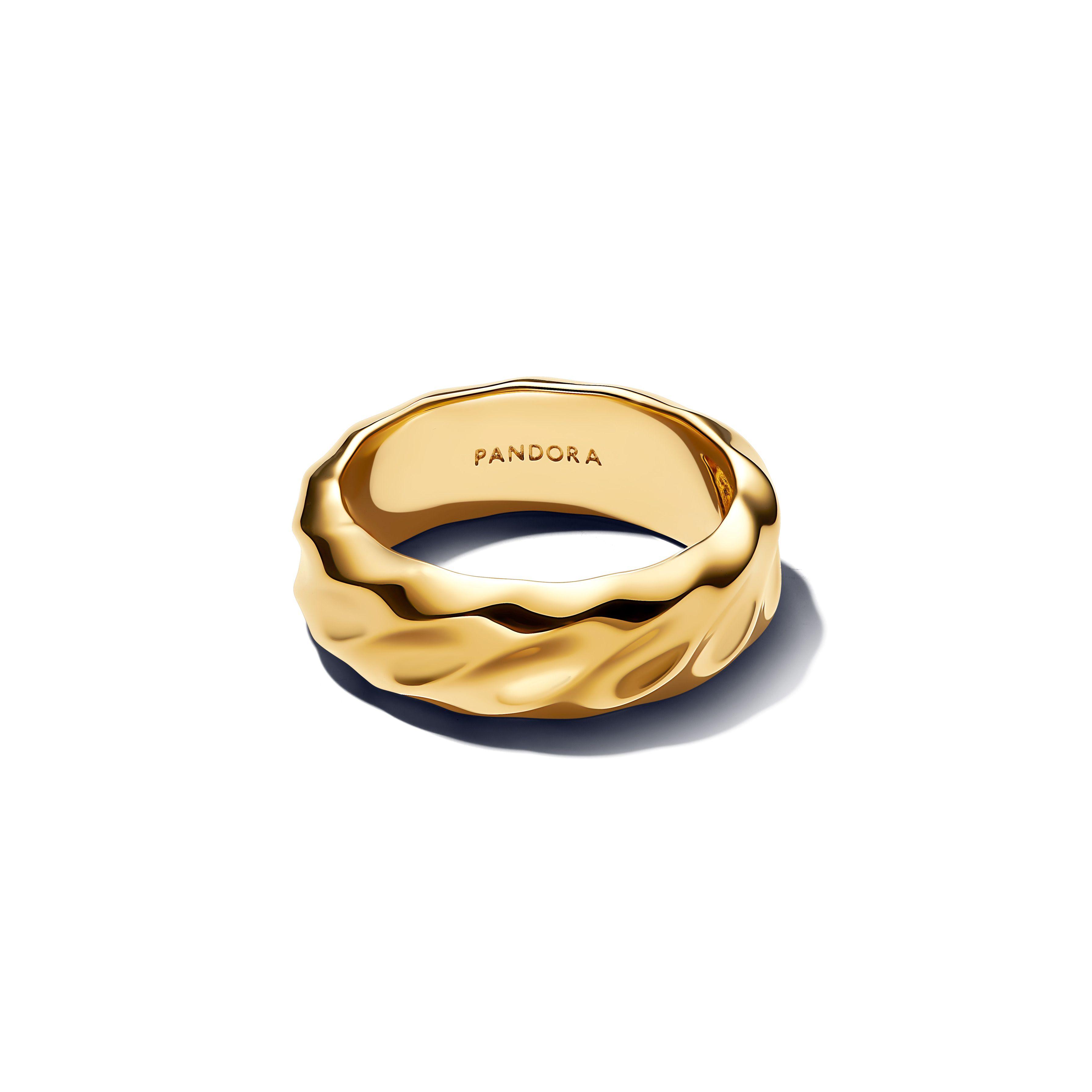Anillo Banda Ancha Ondulada Dorado-0