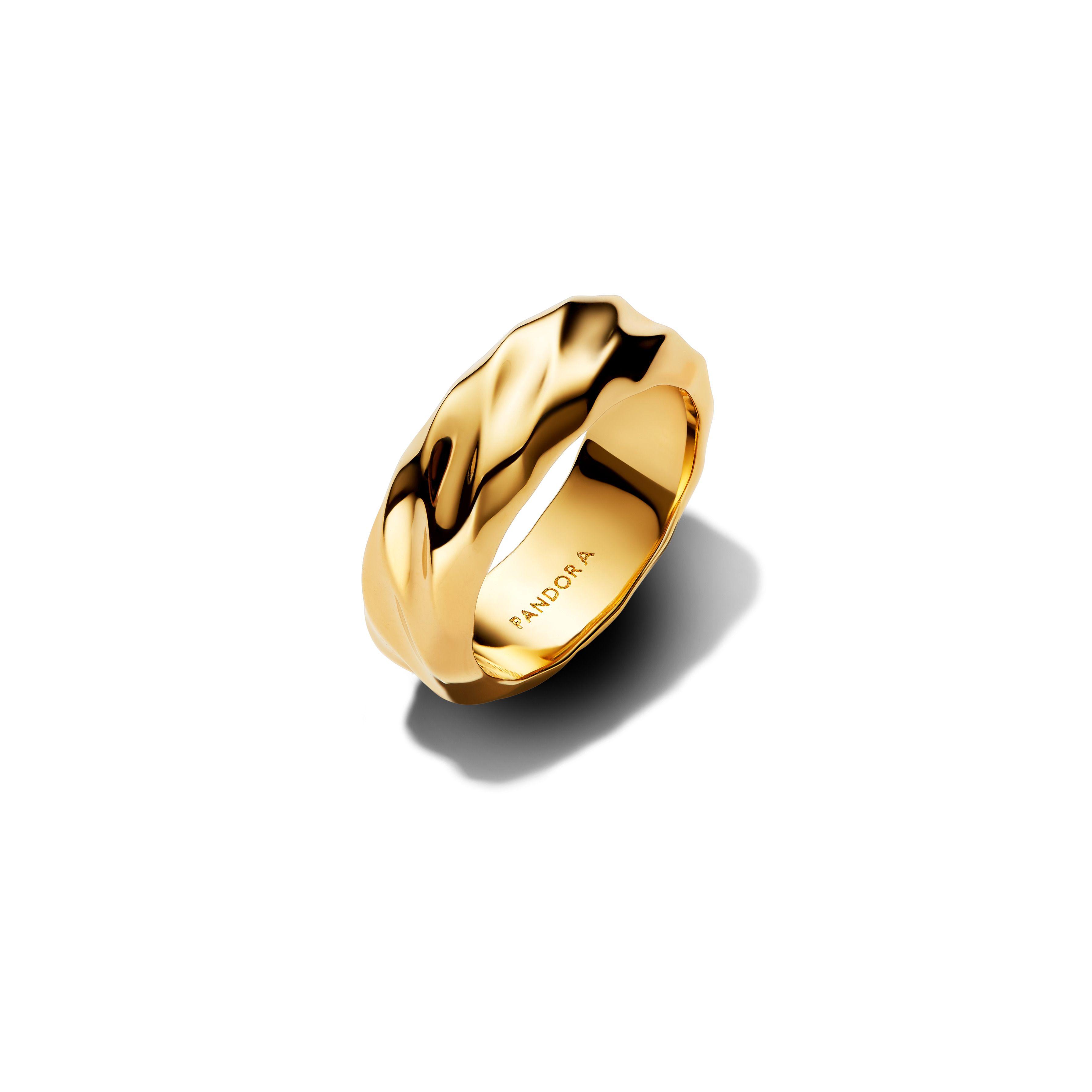 Anillo Banda Ancha Ondulada Dorado-1