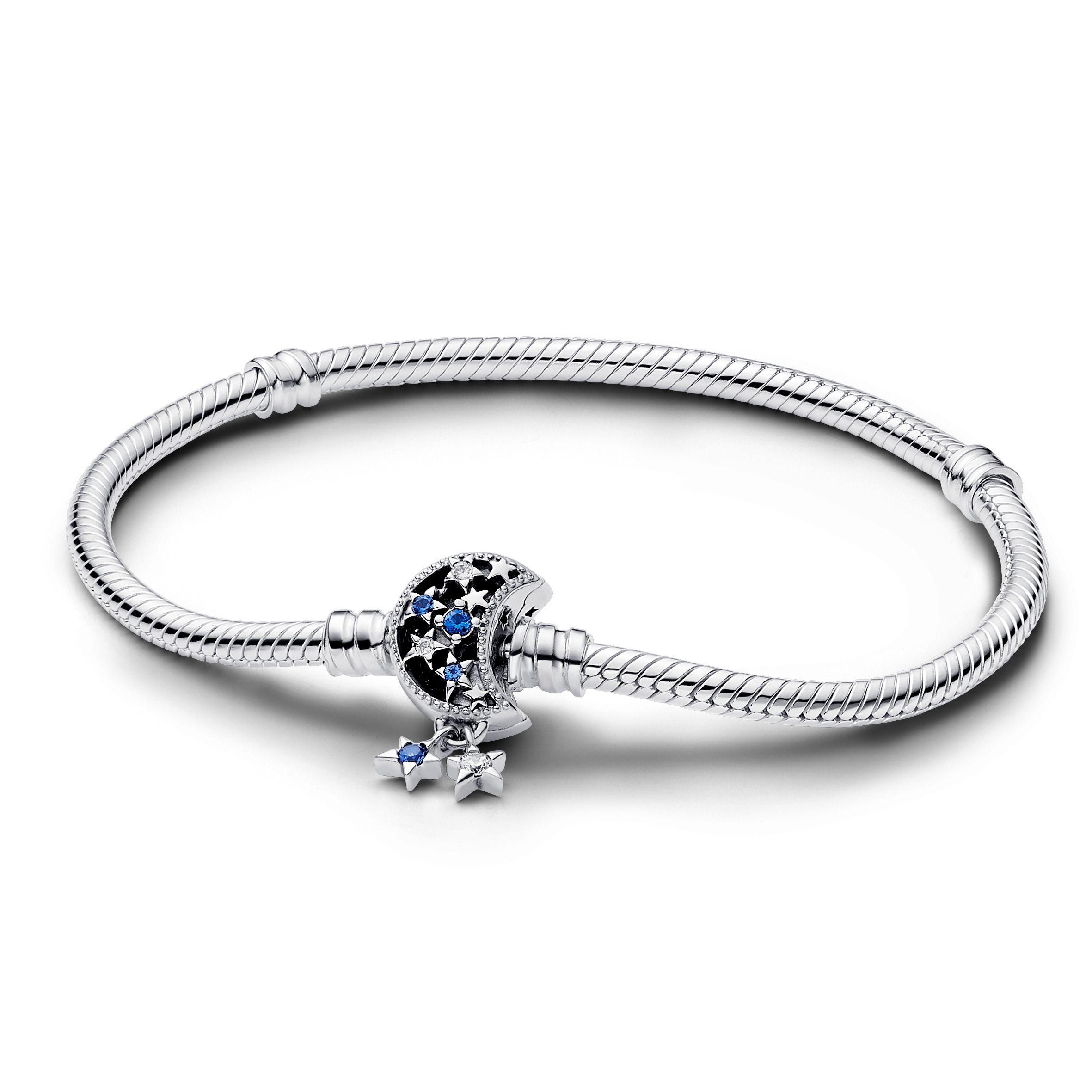 Brazalete de Cadena de Serpiente en Plata Luna Brillante -0
