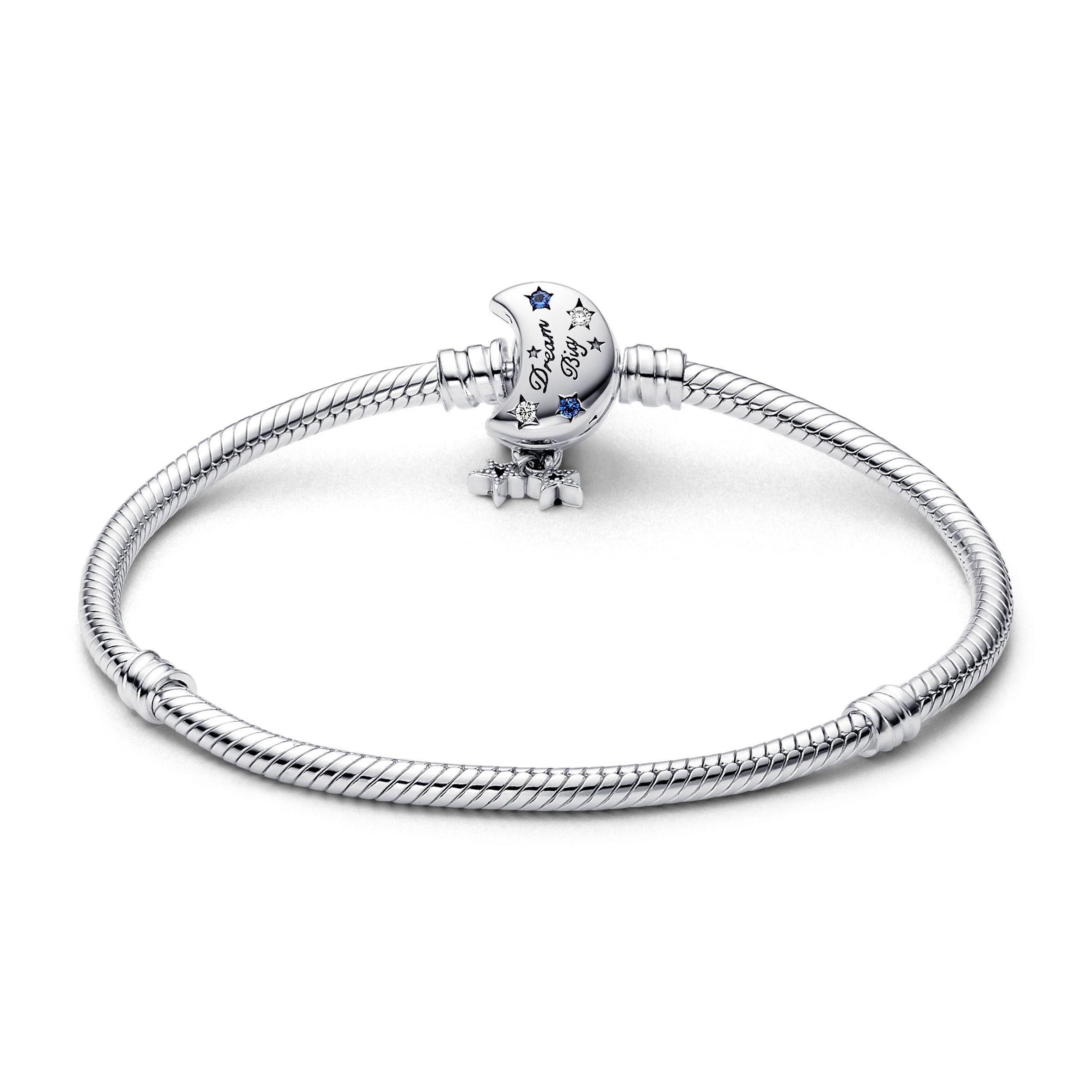 Brazalete de Cadena de Serpiente en Plata Luna Brillante -1