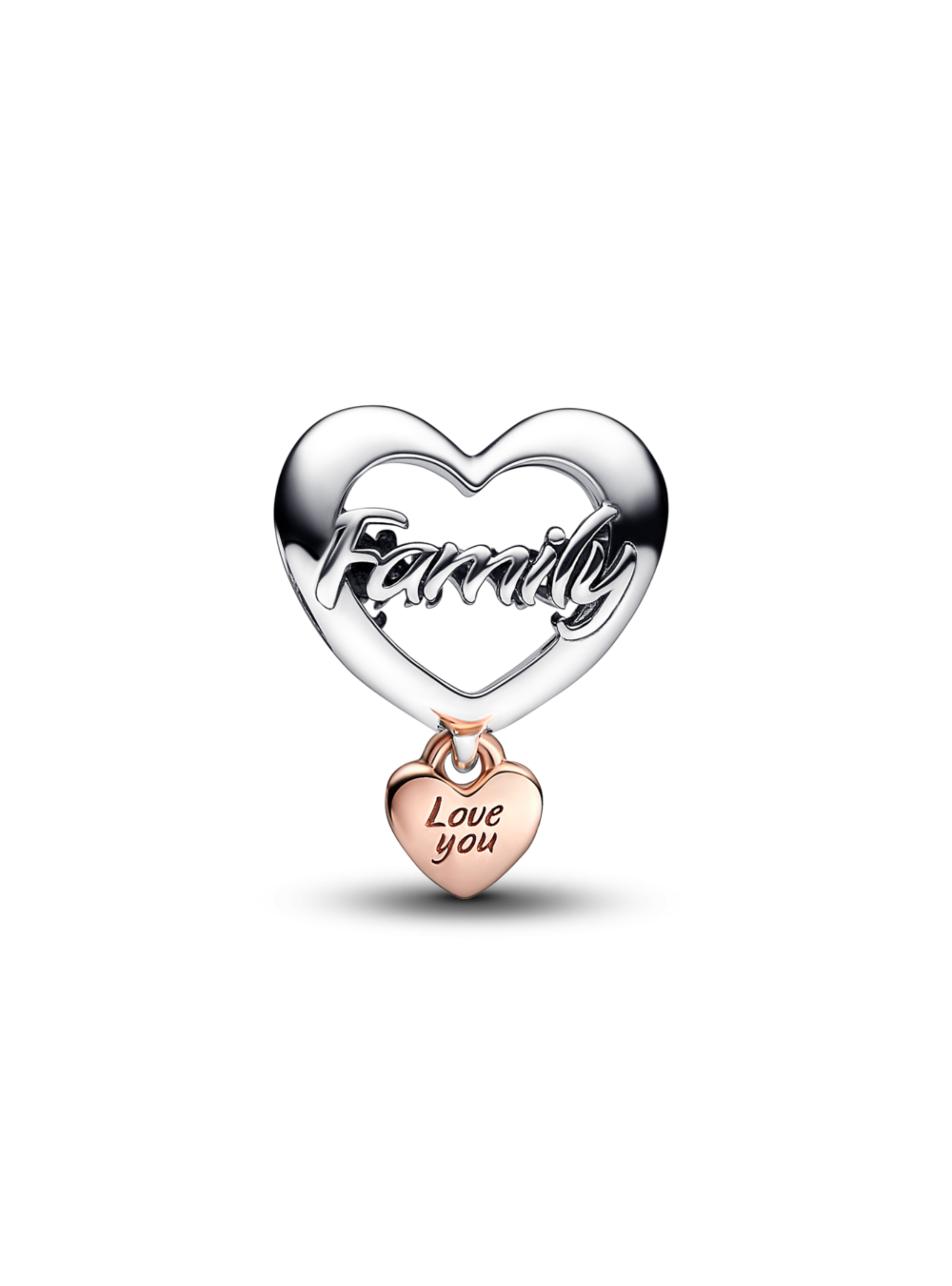 Charm Corazón de Familia Te Amo Recubrimiento en Oro Rosa-0