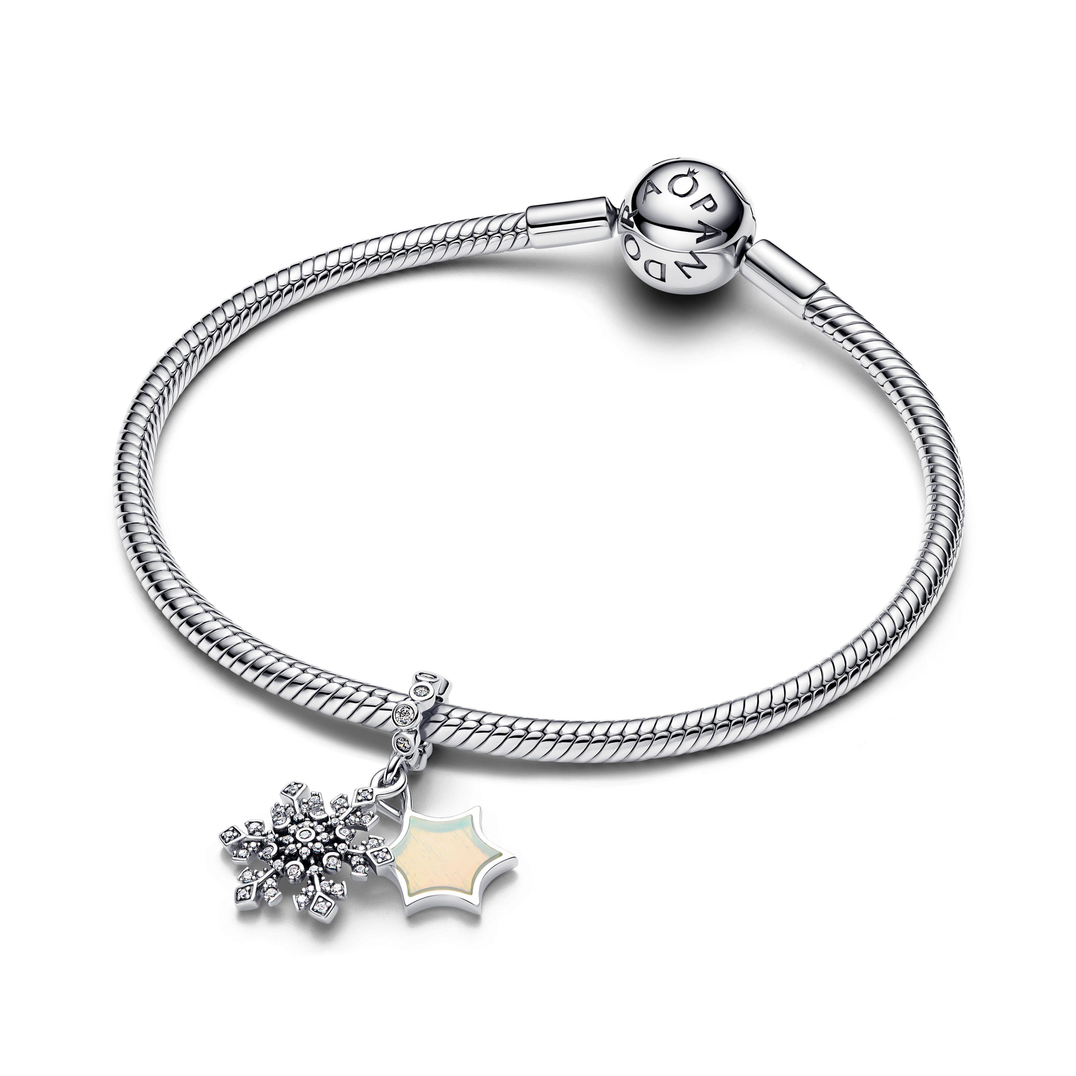 Charm Colgante doble Copo de Nieve Opalescente-2