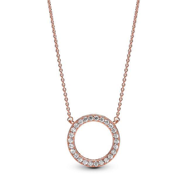 Collar Círculo de Brillo Recubrimiento en Oro Rosa de 14K-0