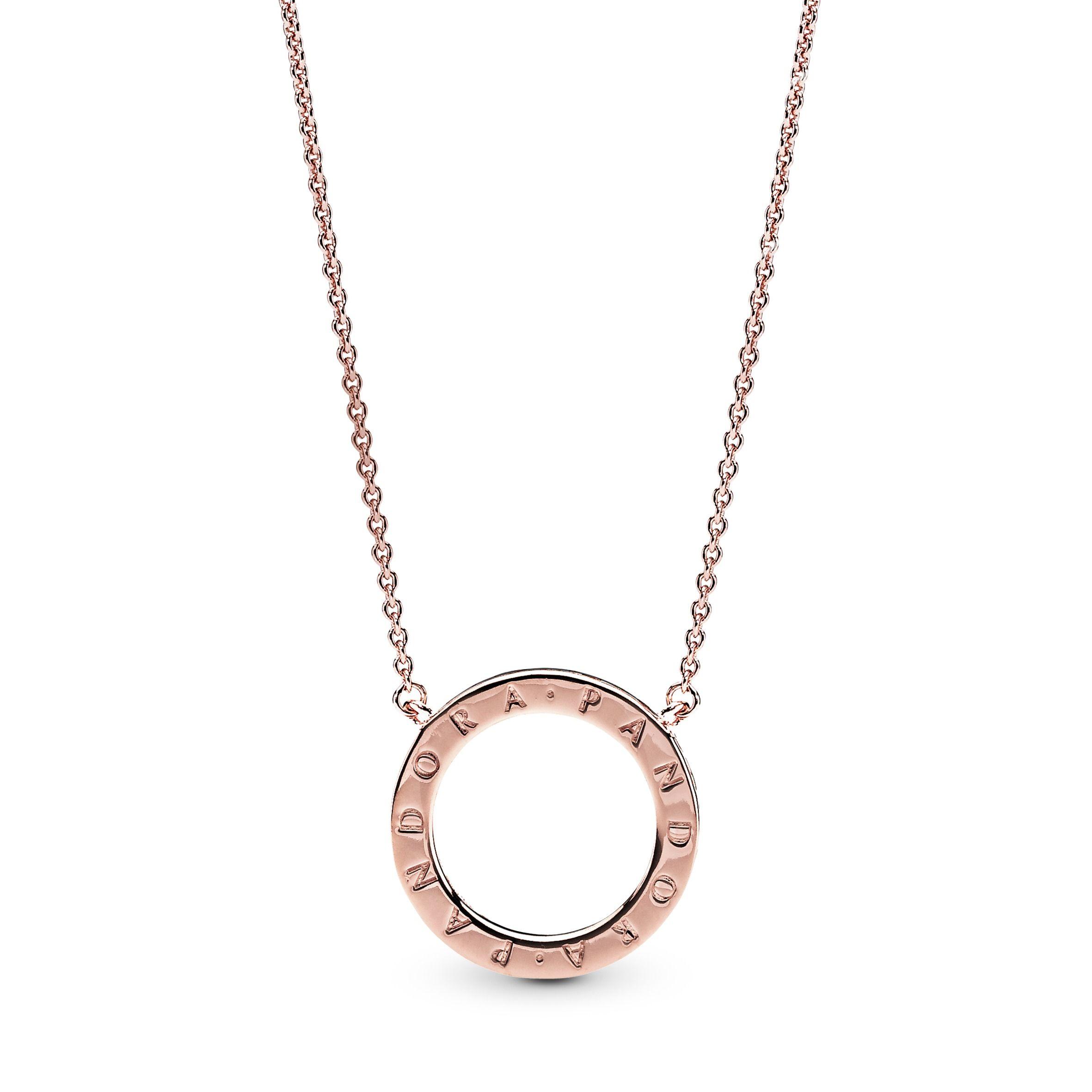 Collar Círculo de Brillo Recubrimiento en Oro Rosa de 14K-1