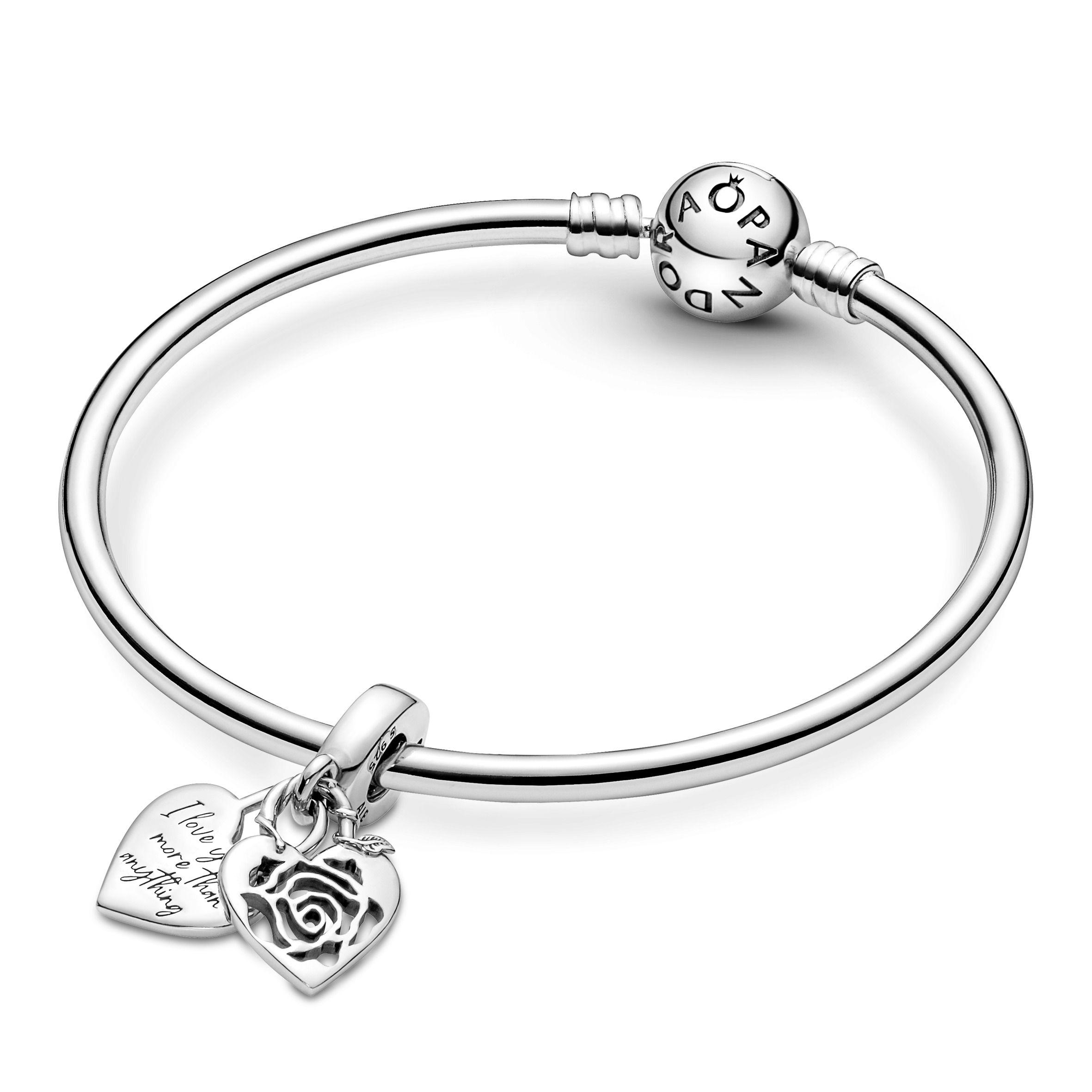 Charm Colgante Candado del Corazón con Rosa -2