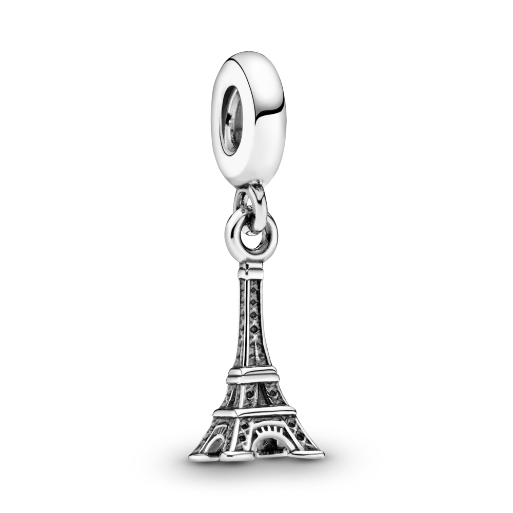Gift Set Pulsera Plata con Dije Torre Eiffel y Clip de Corazones-2