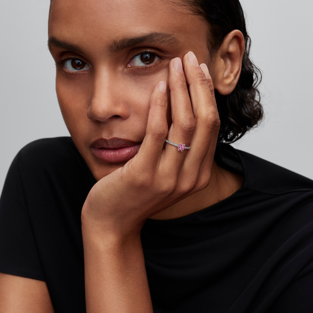 Anillo Margarita Rosada Reluciente-2