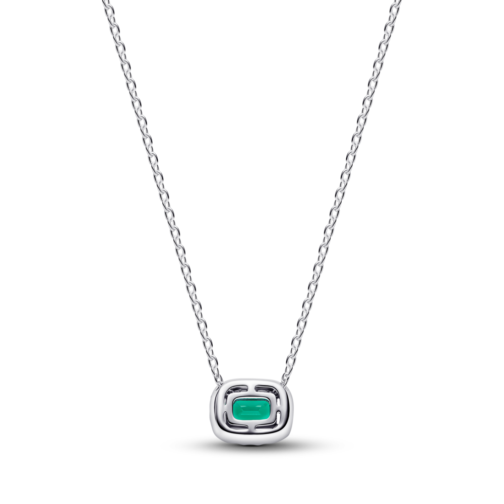 Collar con Pendiente Halo Verde Brillante Rectangular-2