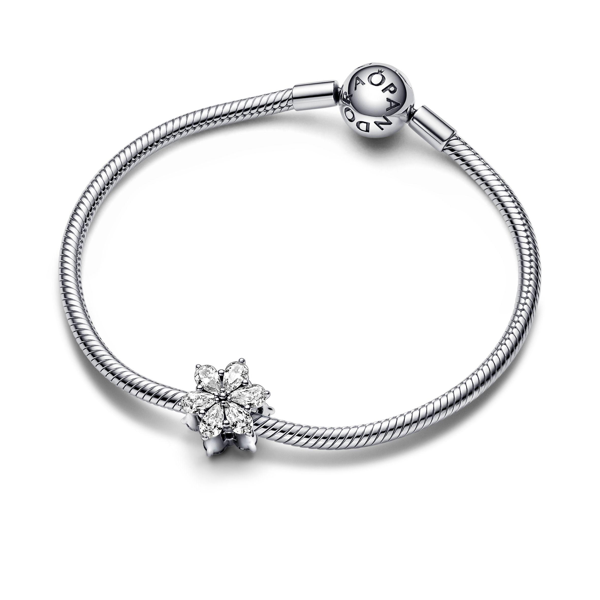 Charm en Plata Abalorio Racimo de Herbario Circonia Cubica Clara-2