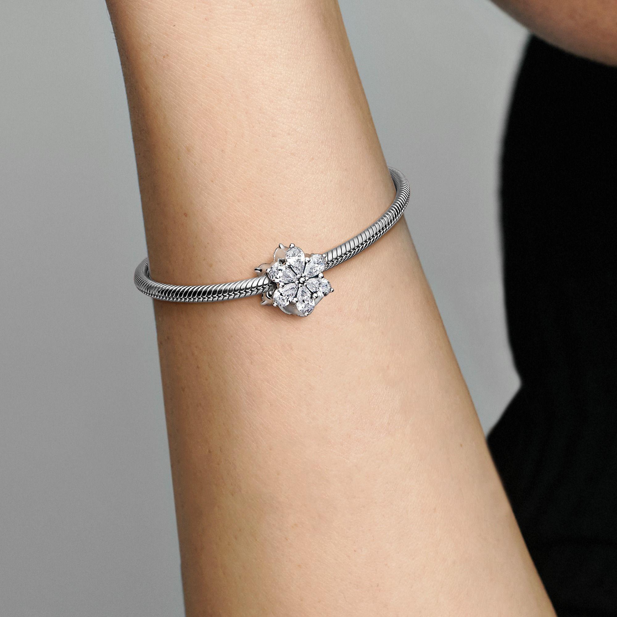 Charm en Plata Abalorio Racimo de Herbario Circonia Cubica Clara-3