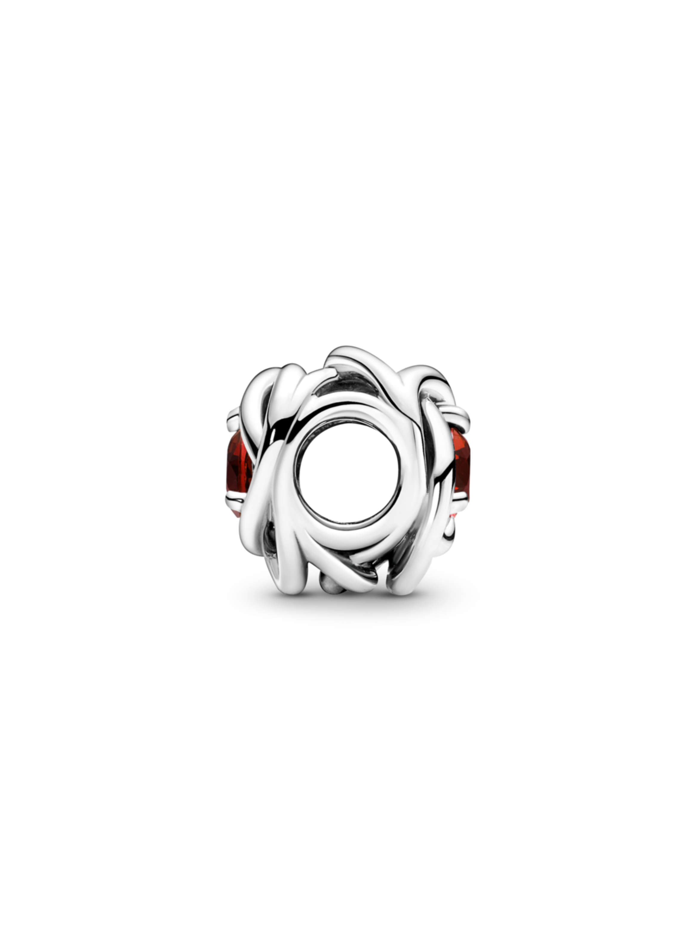 Charm Plata Circulo De La Eterna Primavera con Cristal Rojo-1
