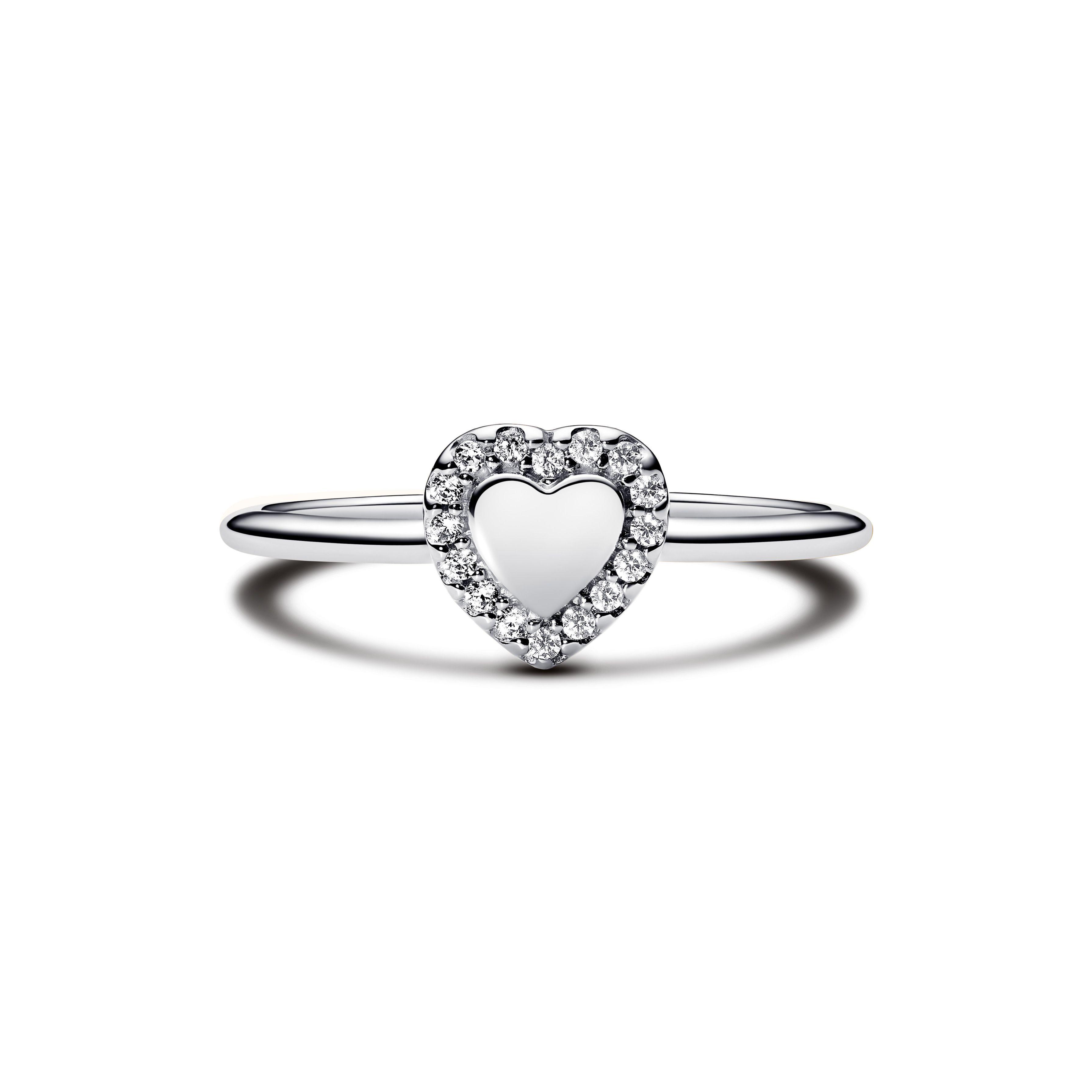 Anillo Halo y Corazón en Plata-1