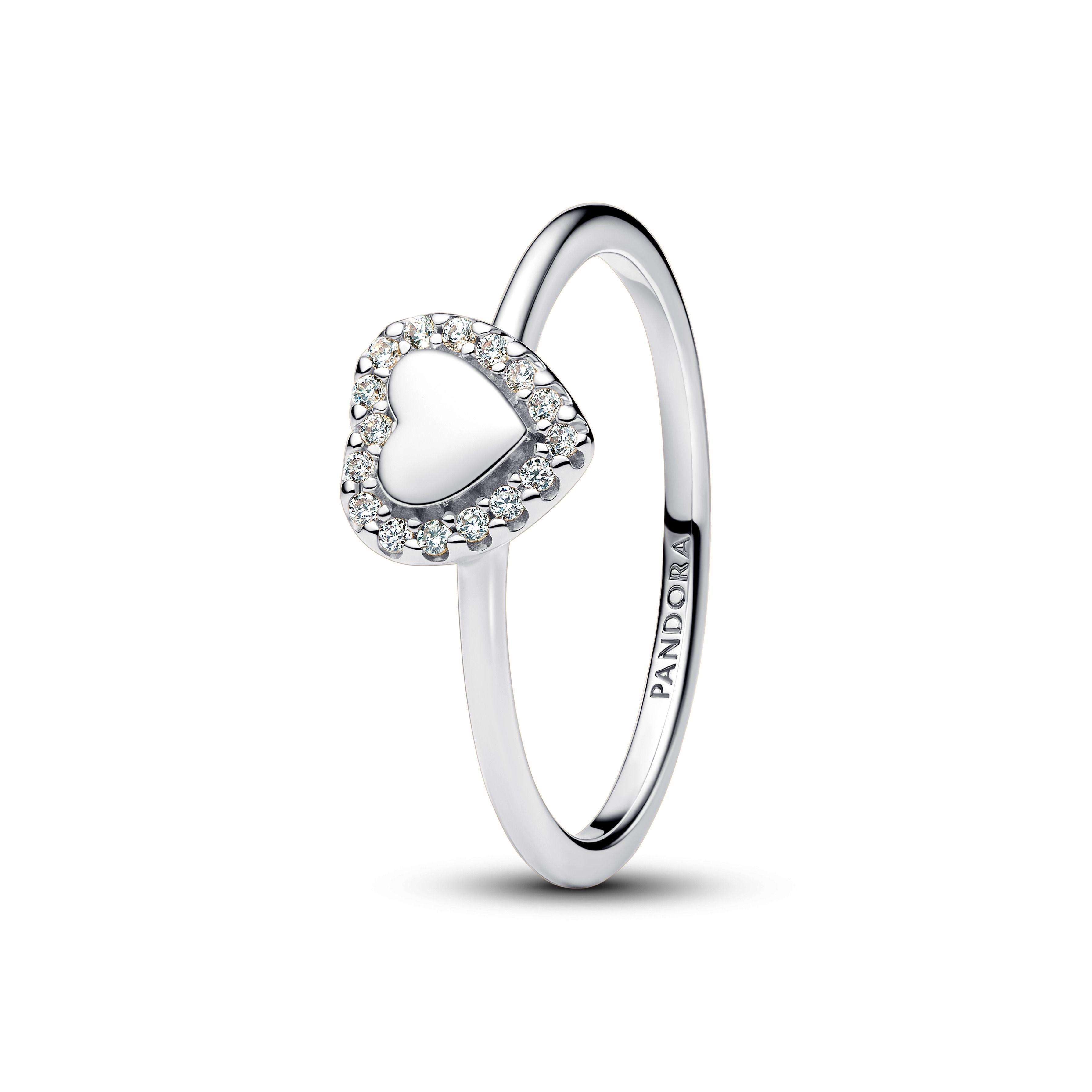 Anillo Halo y Corazón en Plata-2
