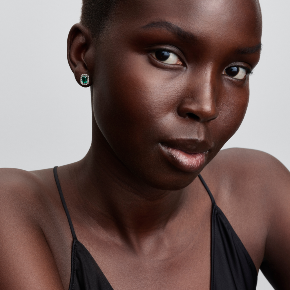 Aretes de Botón Rectángulo Reluciente-2