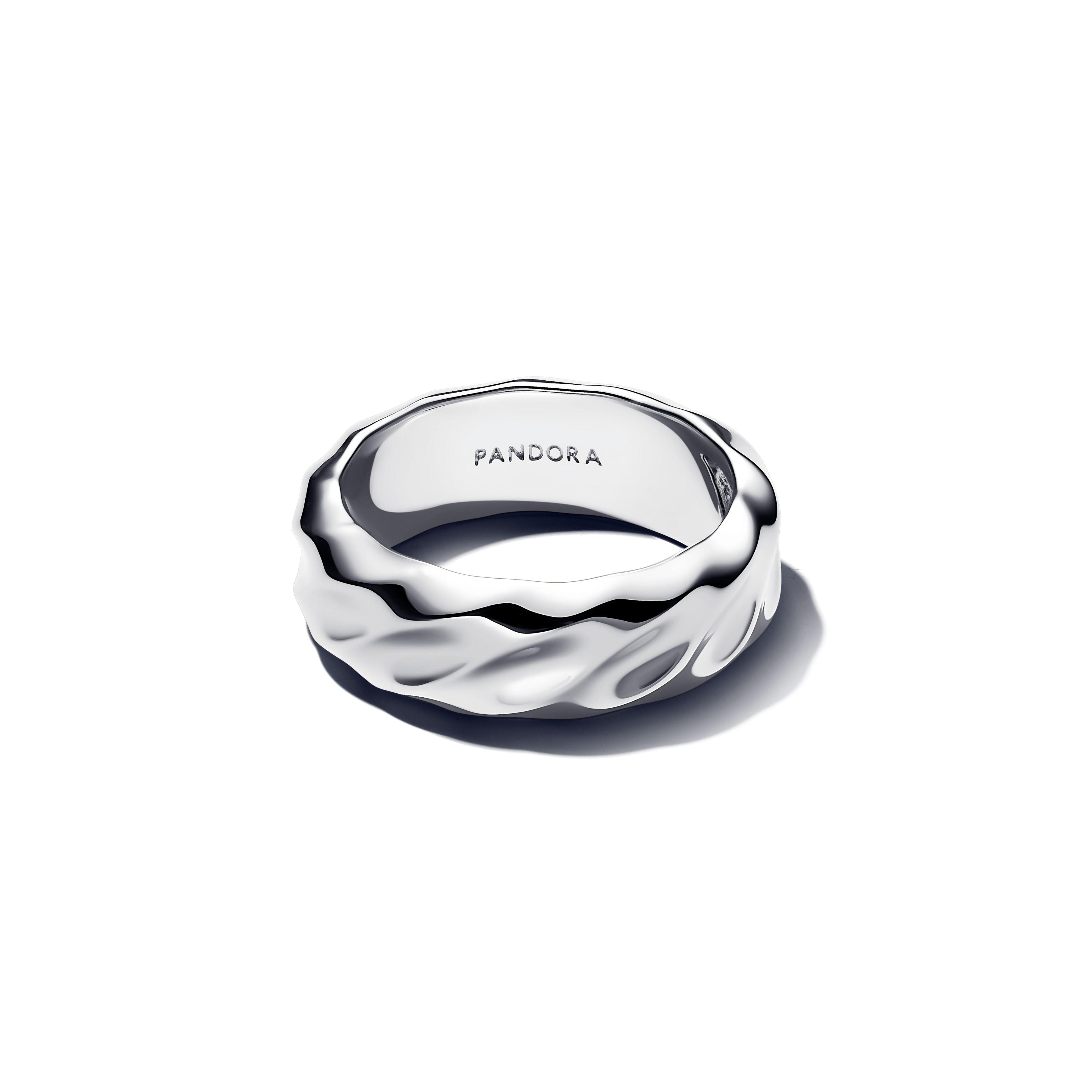 Anillo Banda Ancha Ondulada Plateado-0