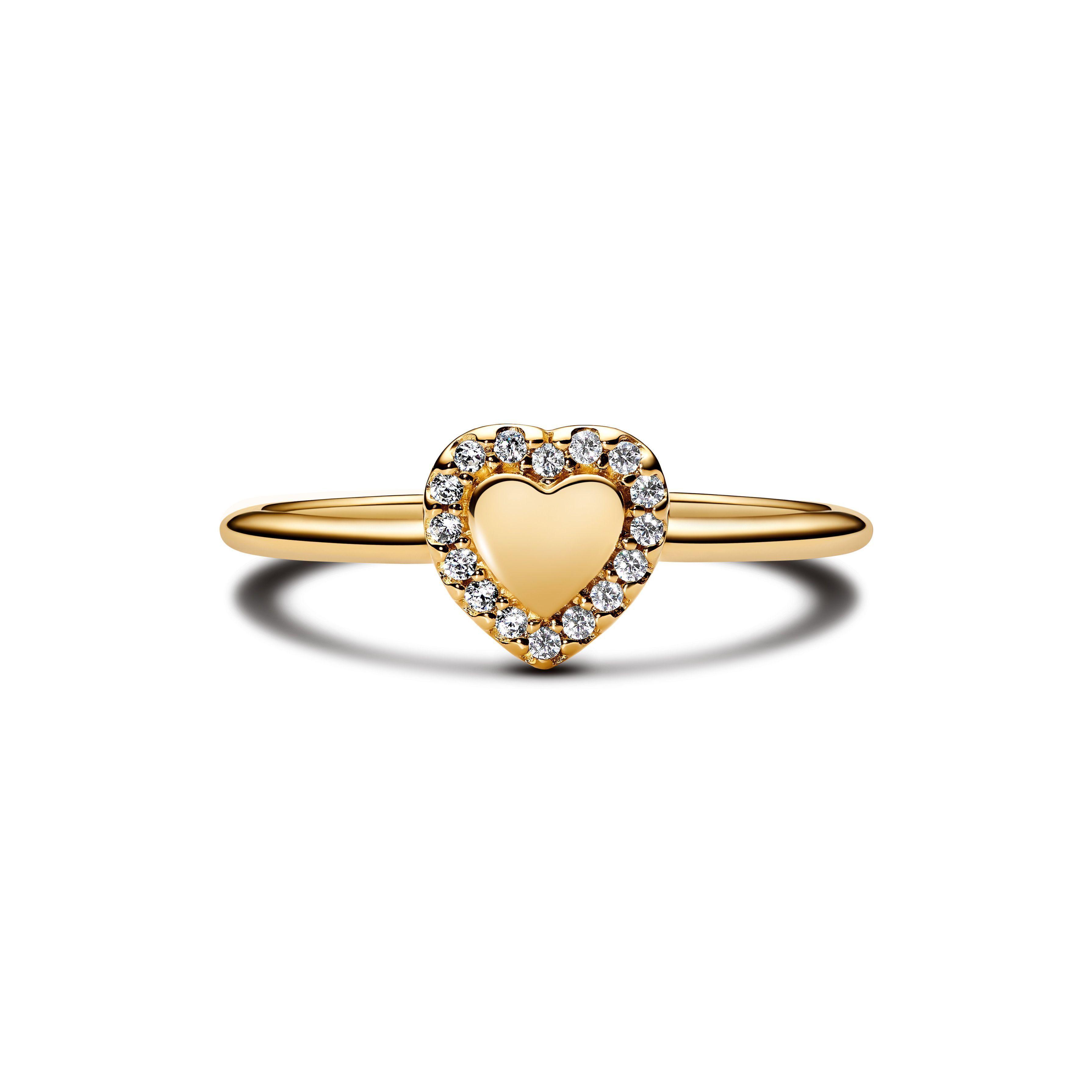 Anillo Halo y Corazón Recubrimiento Oro14K-0