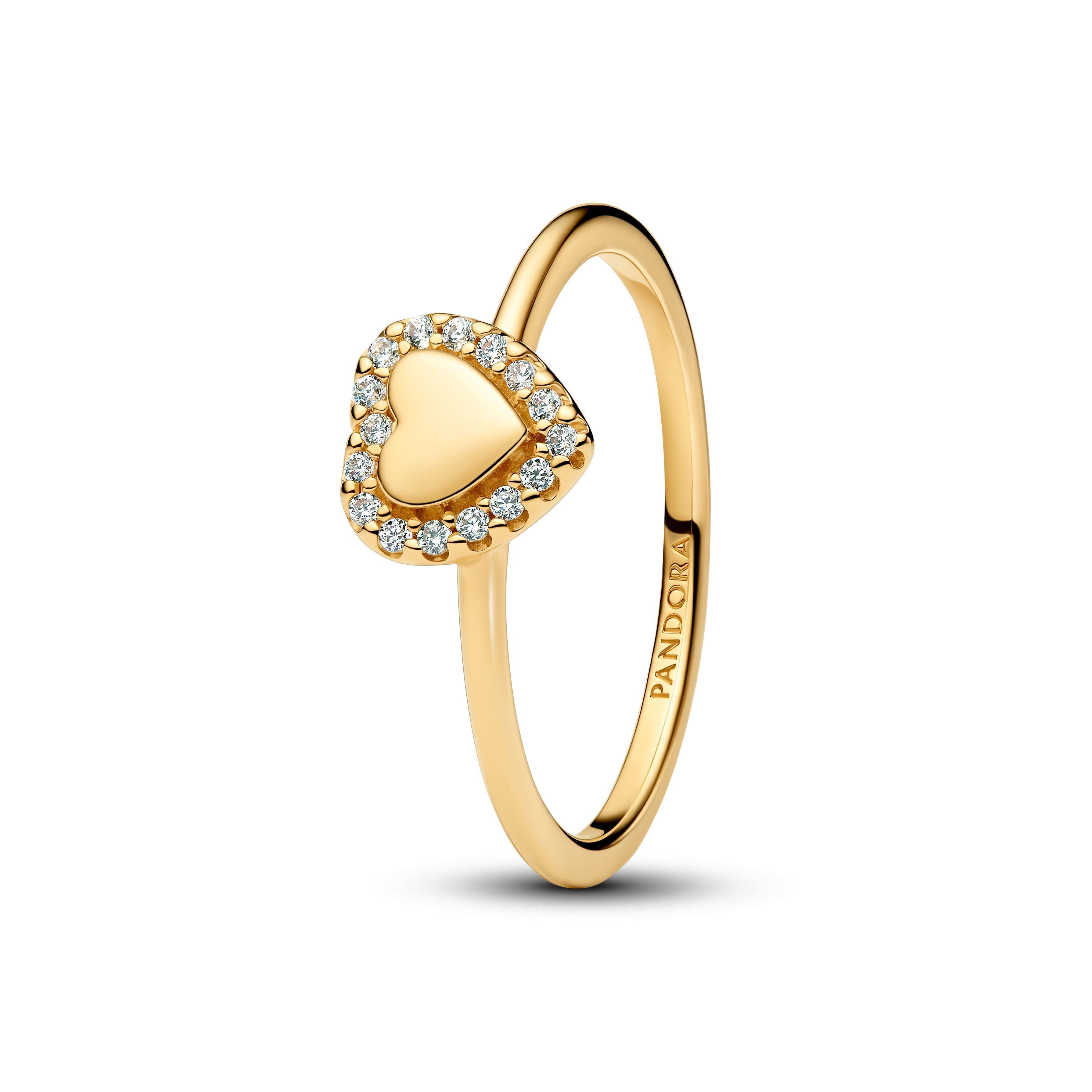 Anillo Halo y Corazón Recubrimiento Oro14K-1