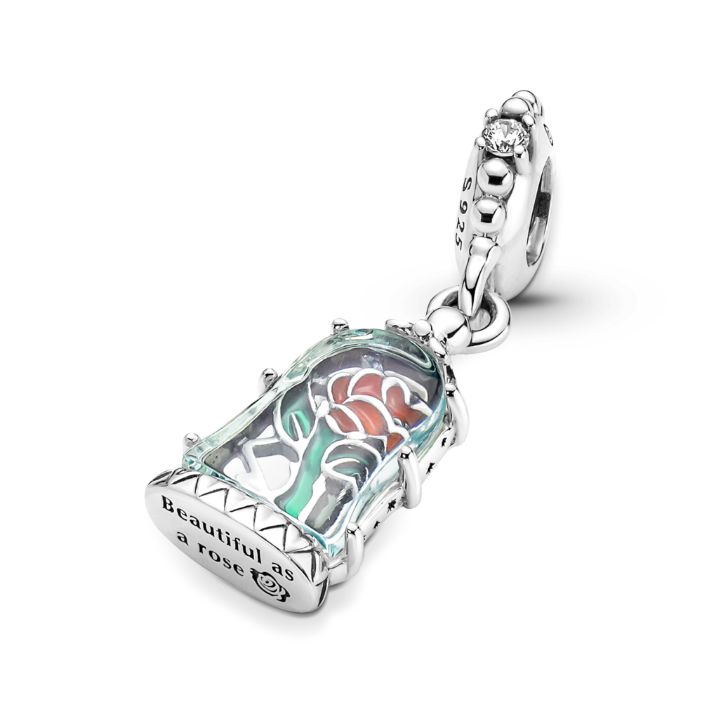Charm en Plata La Bella y La Bestia de Disney Rosa Encantanda -1