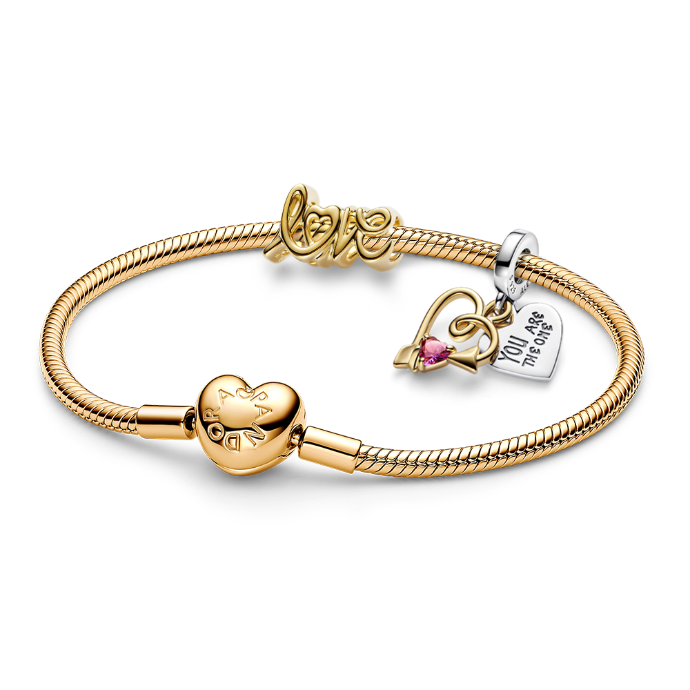 Gift Set Pulsera con Dije Corazón Flecha y Amor Escrito a Mano-0