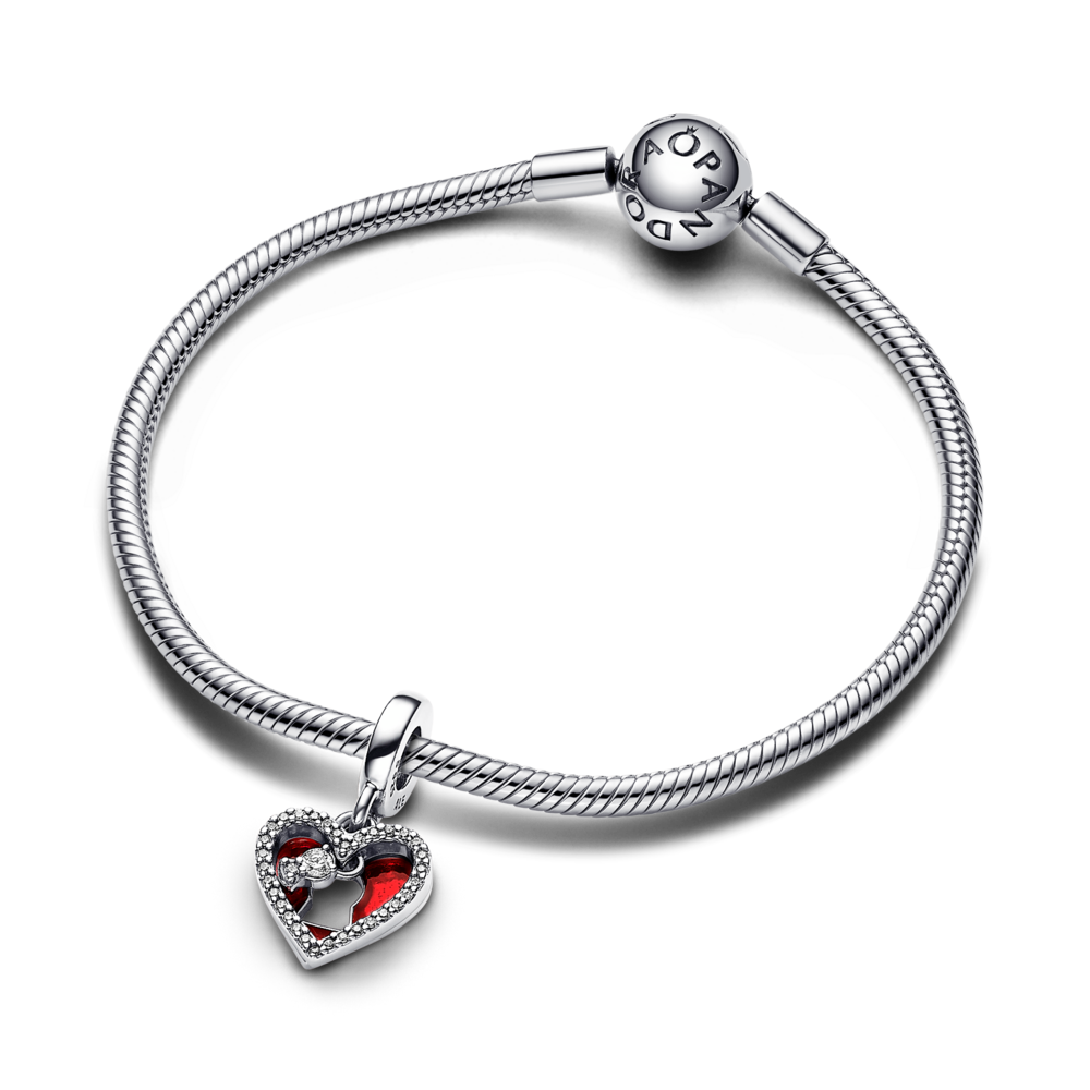 Dije en Plata Corazon Doble con Cerradura Circonia Cubica Clara -2