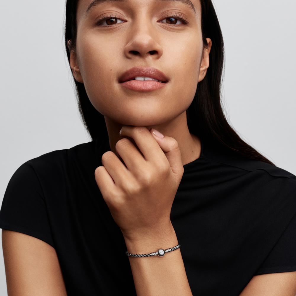 Brazalete de Cadena Tipo Caja de Cordón Negro-2