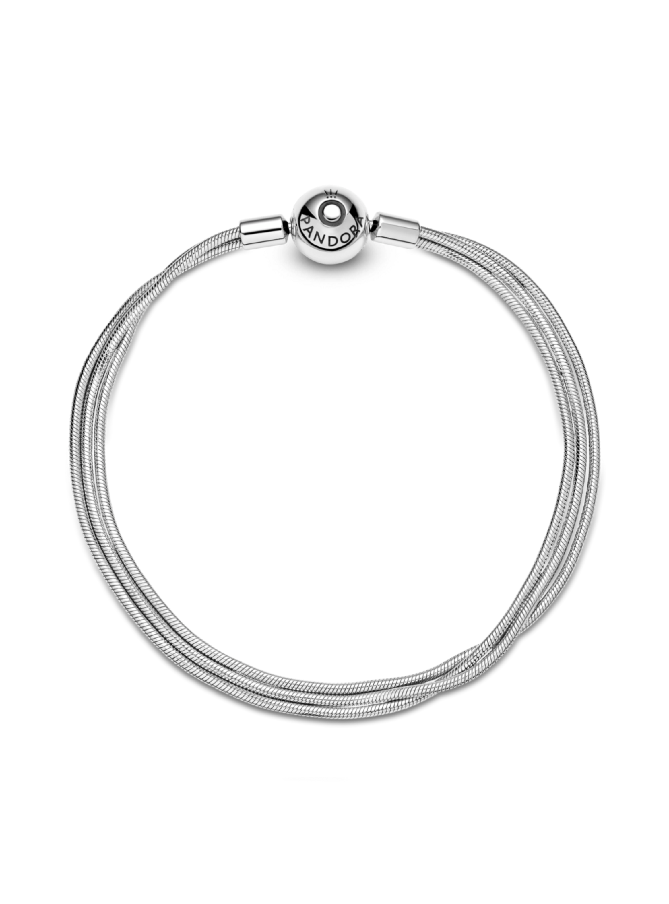 Brazalete Plata Momentos Cadena de serpiente Cierre Forma de Bola-1