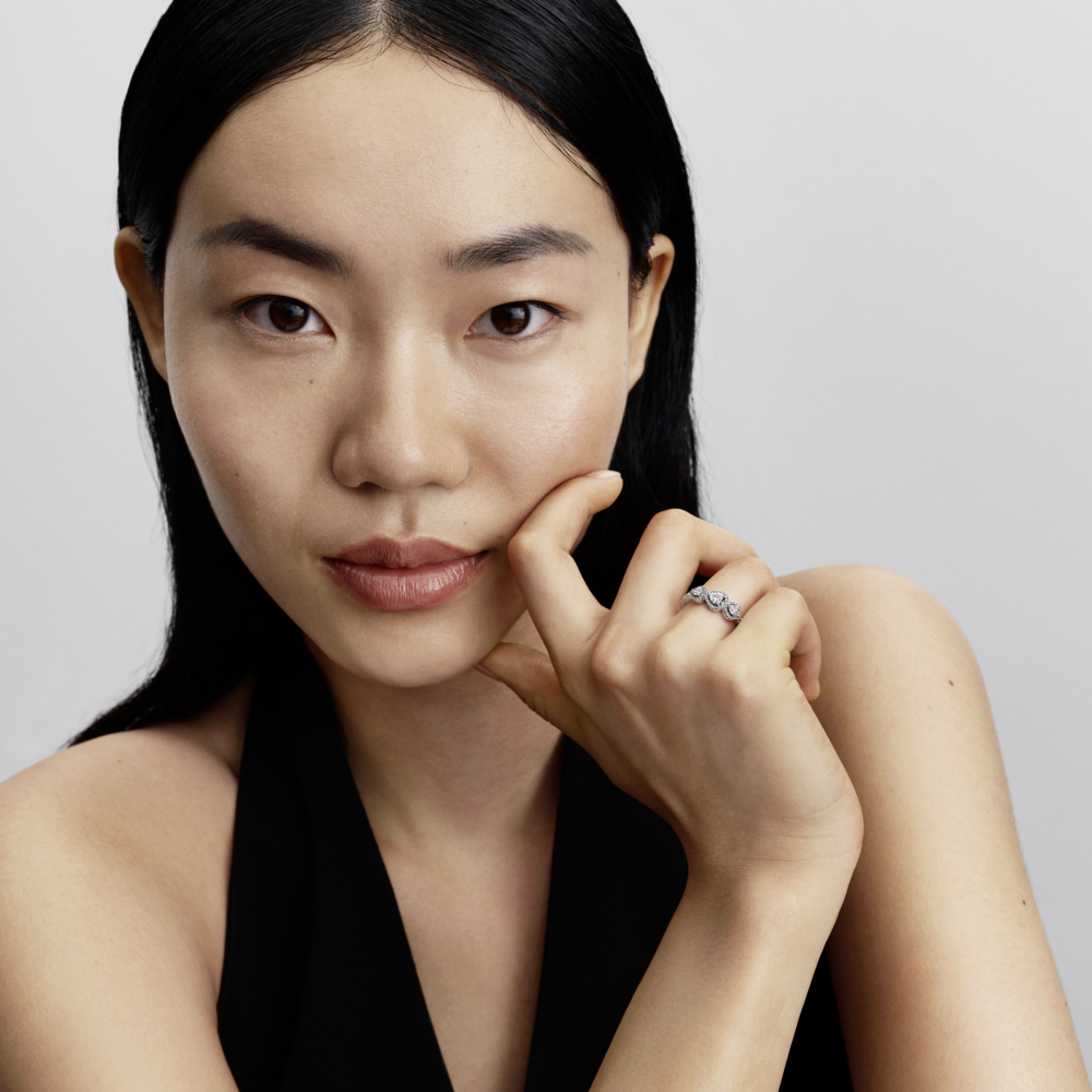 Anillo Trilogía de Corazones con Halo-2