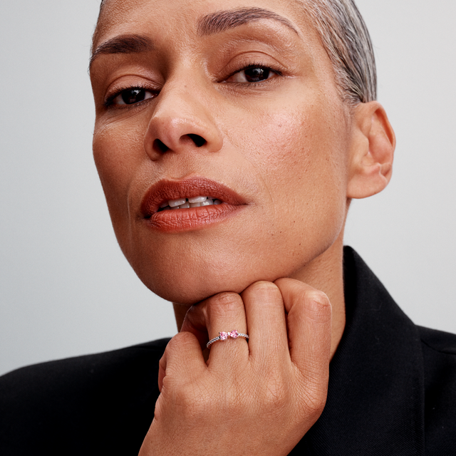 Anillo en Plata Lazo Cristal Rosa-2