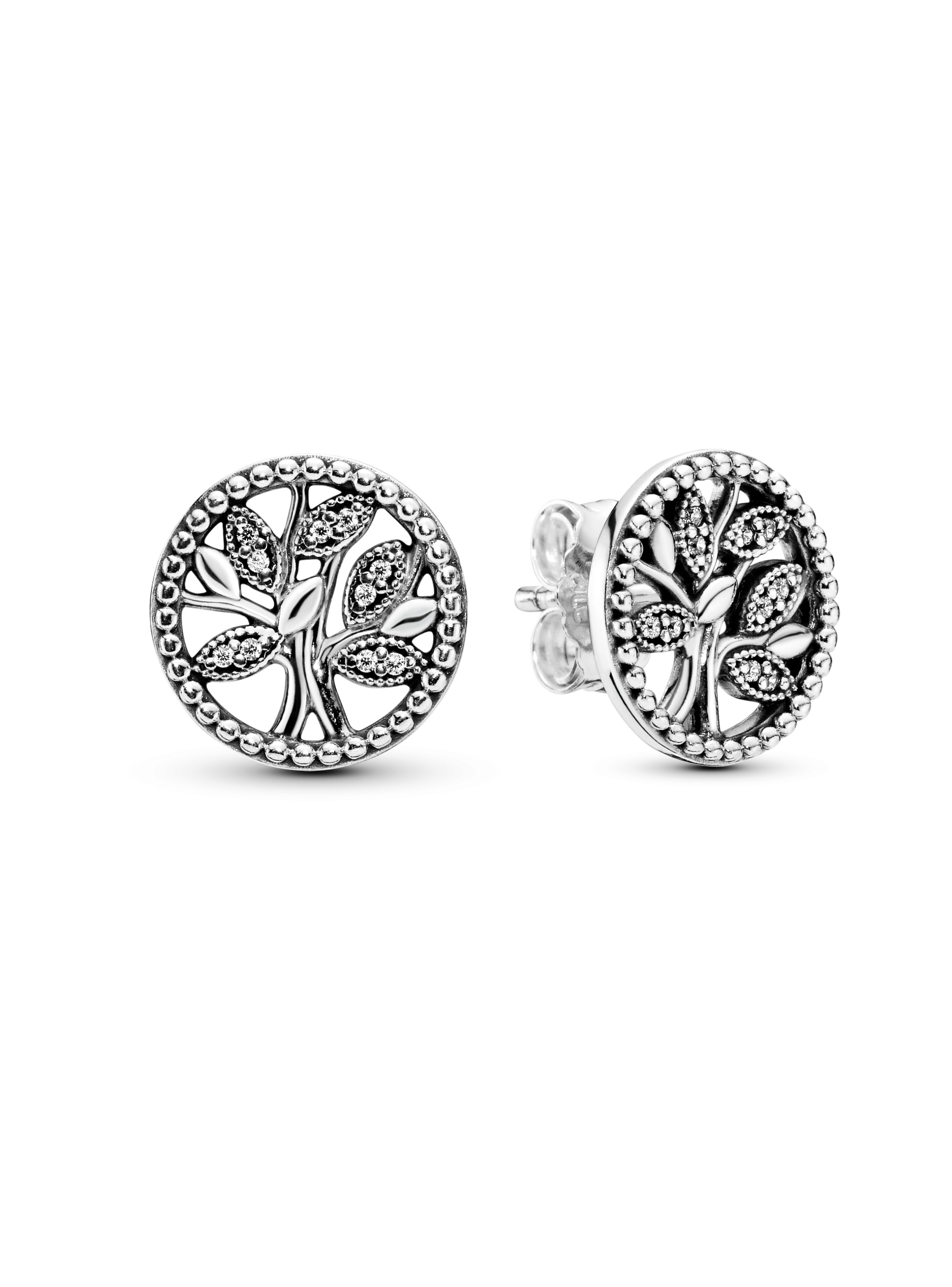 Aretes de Botón Árbol de Familia Deslumbrante-0