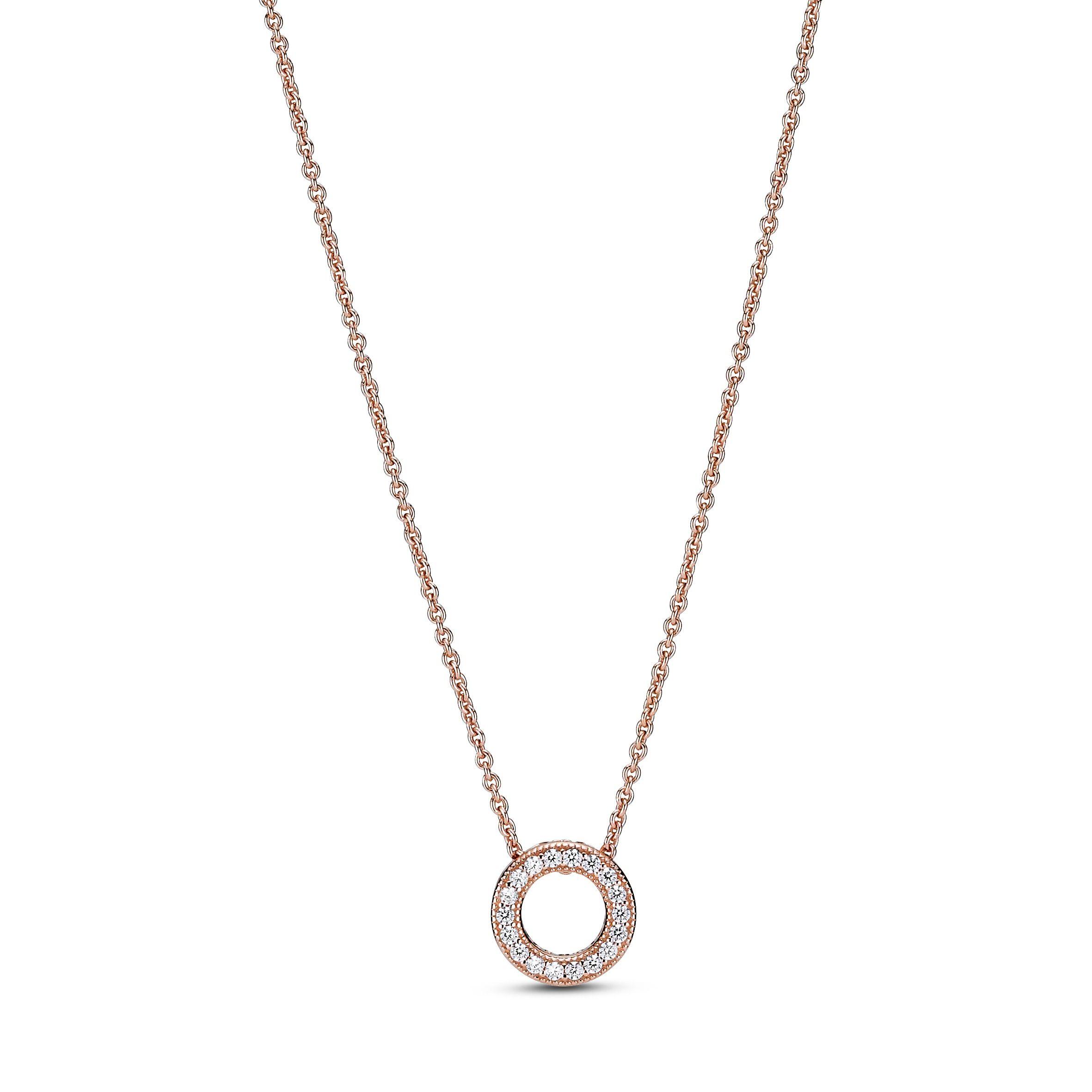 Collar Collier Círculo de Pavé con Logotipo Pandora Rosa-0