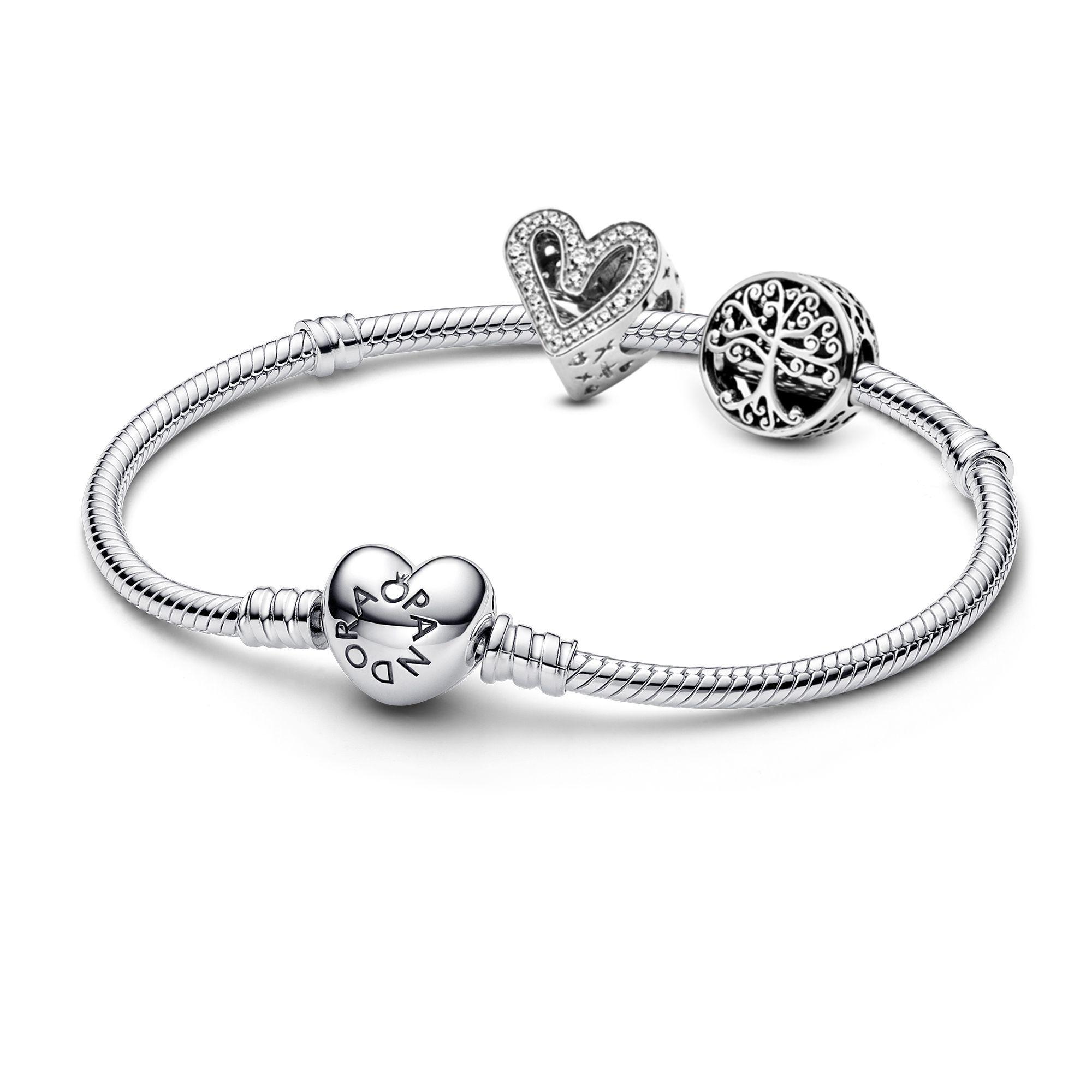 Gift Set Pulsera con Dije Corazon Brillante y Arbol Raices Familiar-0