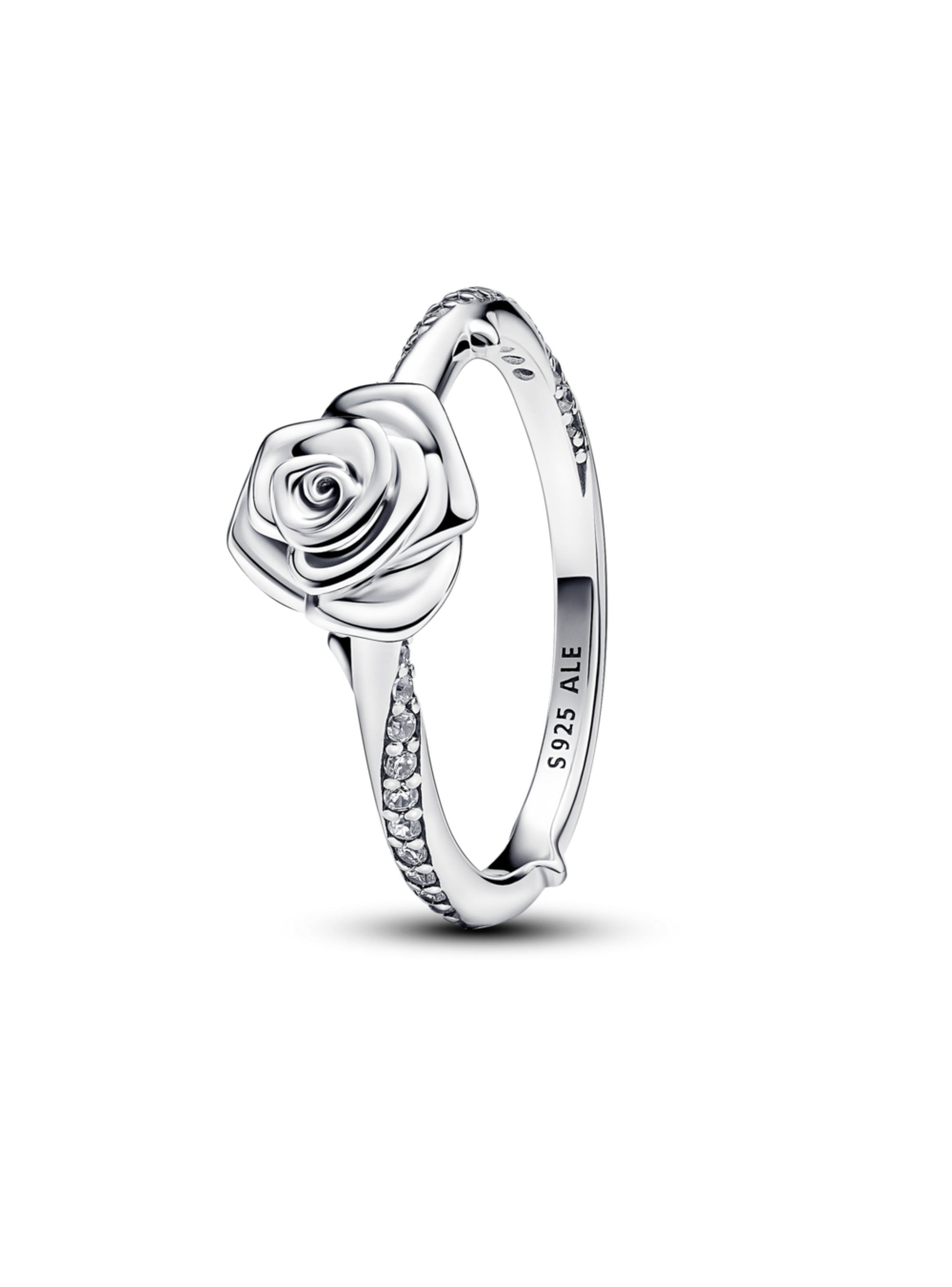 Anillo en Plata Rosa en Flor Circonia Cubica Clara-1
