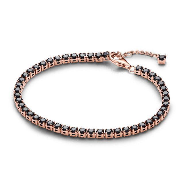 Brazalete en Rose Cristal Artificial de Tenis Negra brillante-0