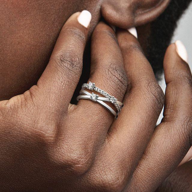 Anillo Banda Triple Resplandeciente-1